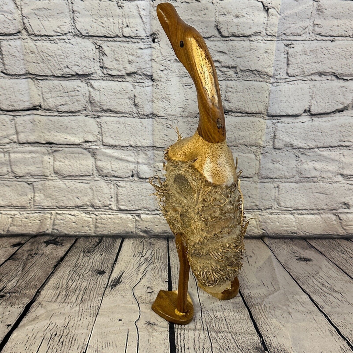 Looking Forward 40cm Tall Wooden Hairy Duckling Baby Duck Bamboo Root Fairtrade