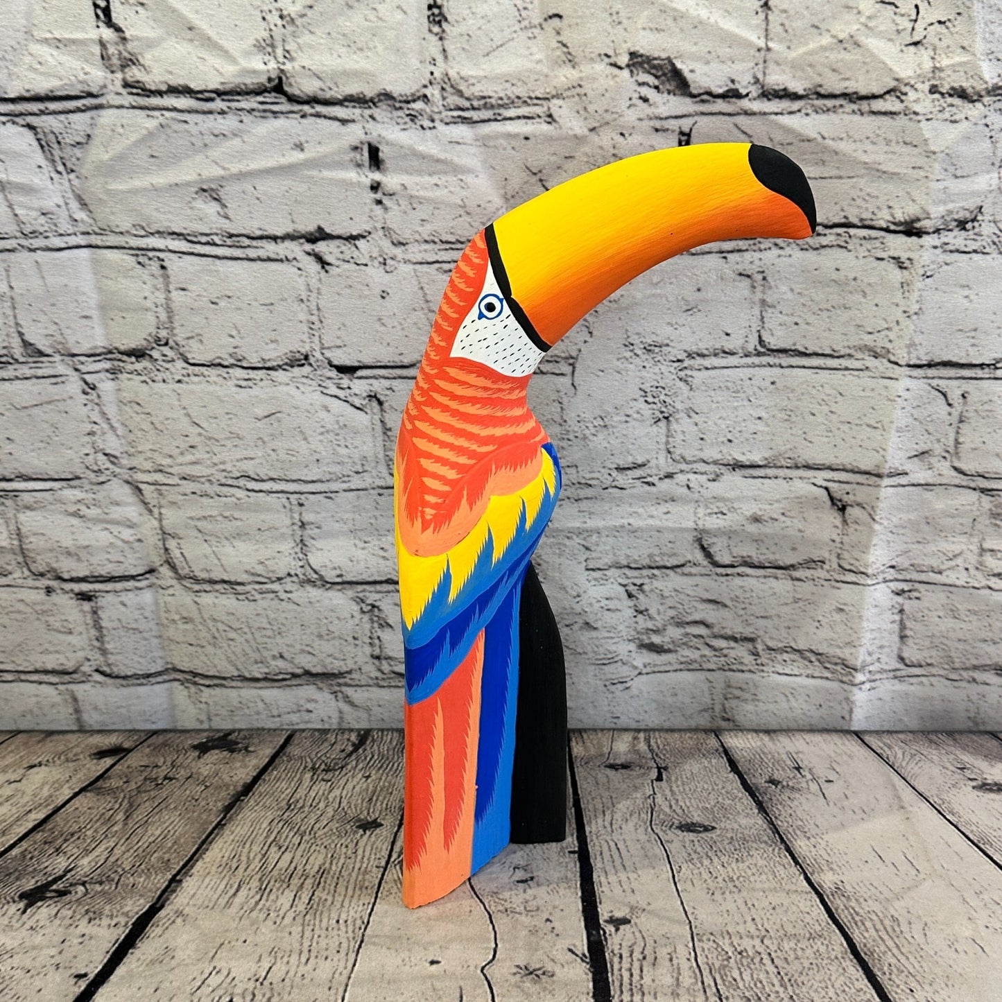 30cm Red Toucan Bird Ornament Statue Fair Trade Hand Made Carved Wood