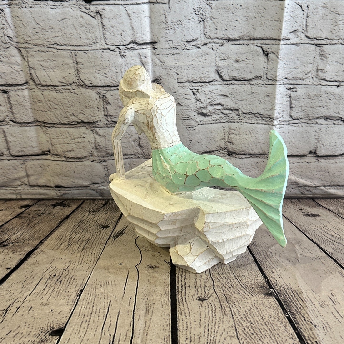 25cm Laying Back Wooden Mermaid Wall Decor Nautical Wood Mermaid Wall Sculpture