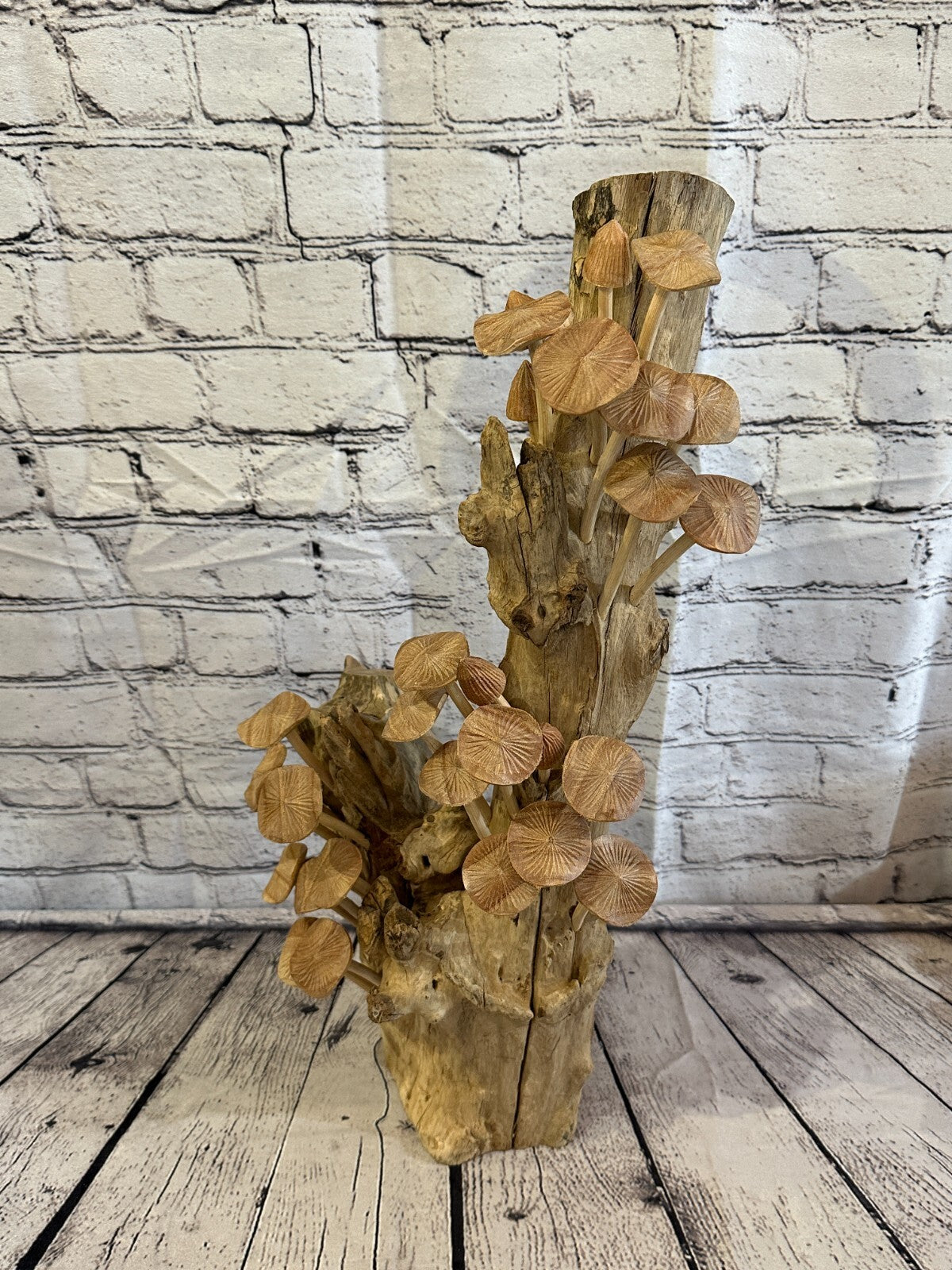 55cm Tall Mushrooms Cluster Parasite Ornament Natural Carving Fairtrade Wooden