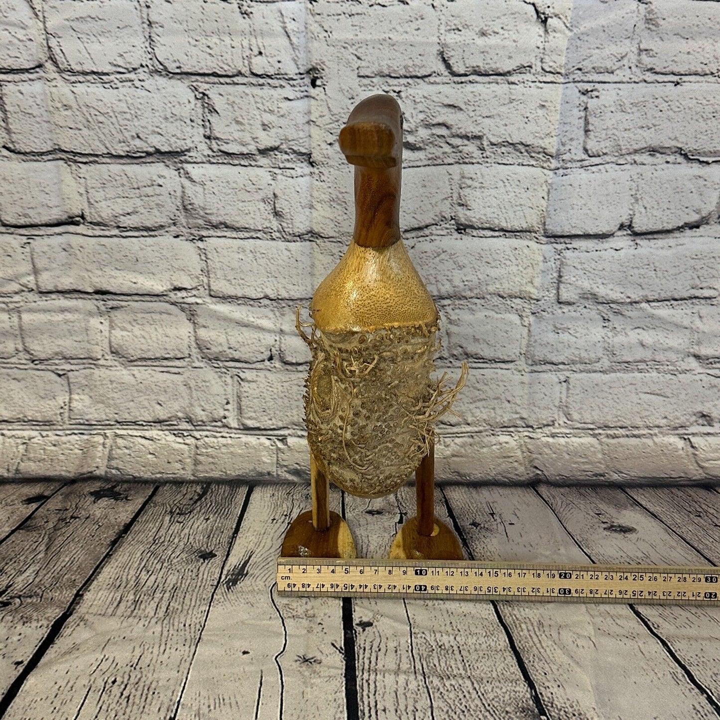Looking Forward 40cm Tall Wooden Hairy Duckling Baby Duck Bamboo Root Fairtrade