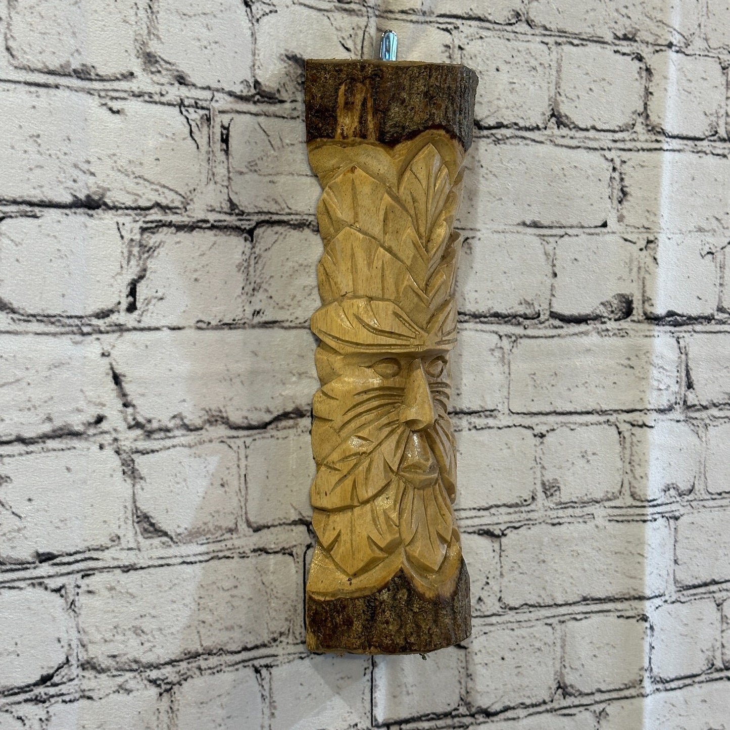 Green Man Of The Woods 30cm Hand Carved Wizard Tree Trunk Wood Fairtrade