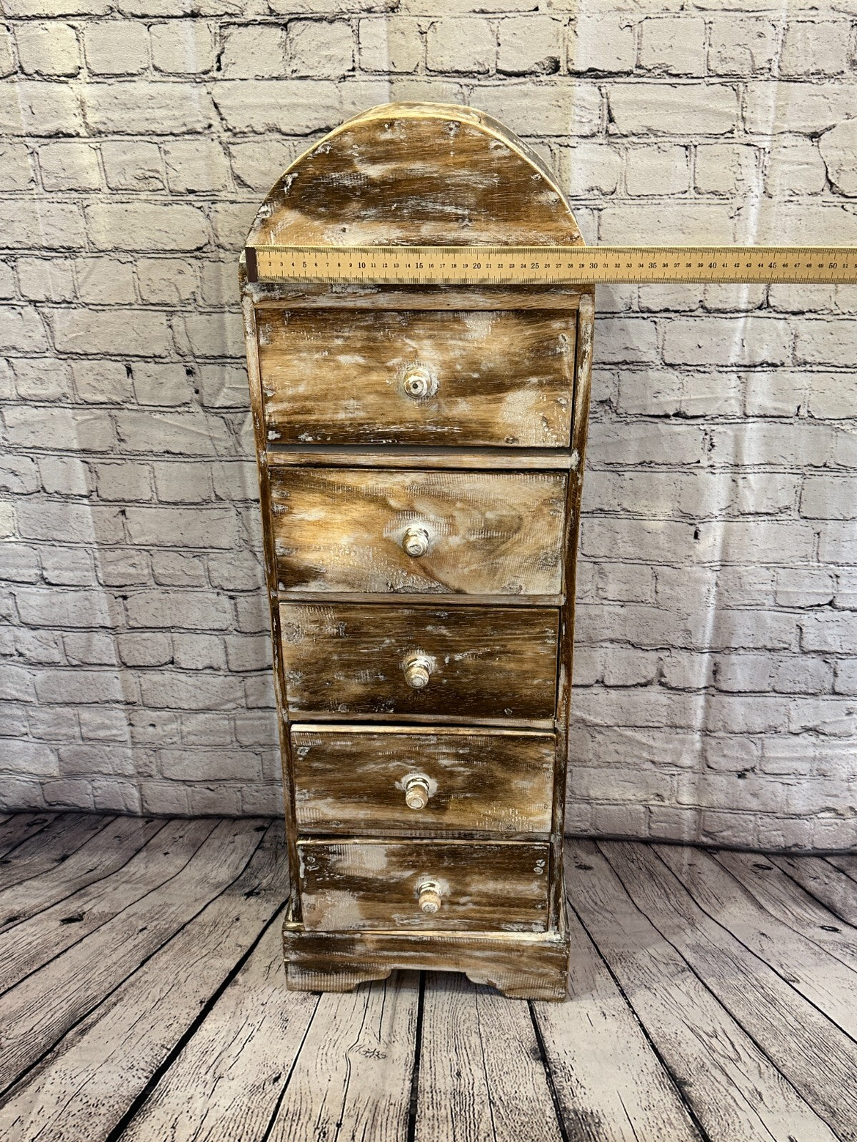 100cm x 30cm Brown 5 Draw Wooden Side Cabinet Living Hallway Storage Furniture