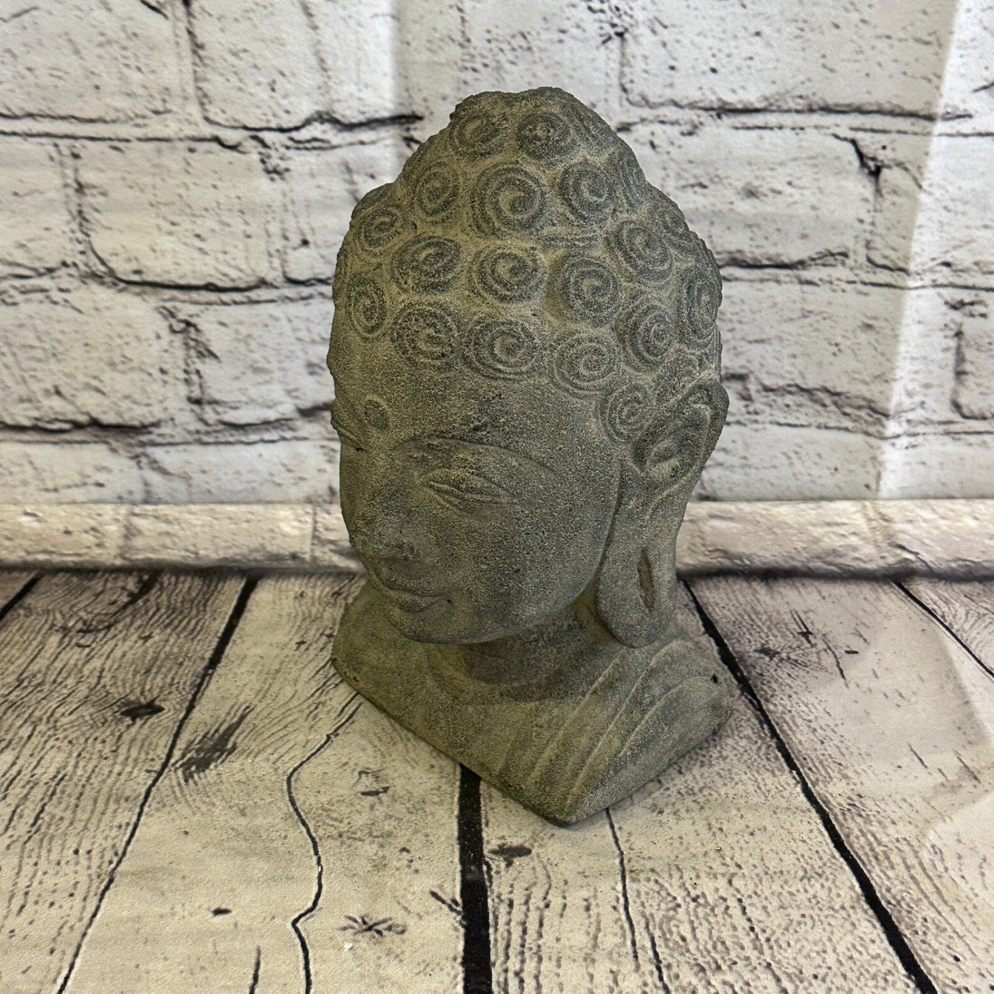 Thai Buddha Head Stone Garden 20cm x 12cm Ornament Outdoor Indoor Statue Hindu