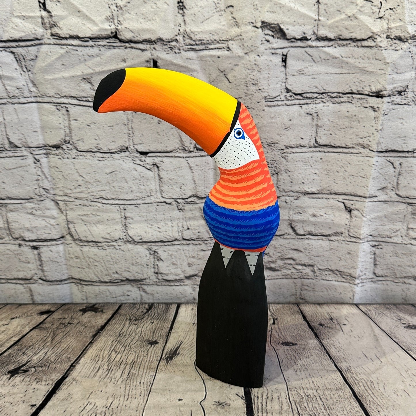 30cm Red Toucan Bird Ornament Statue Fair Trade Hand Made Carved Wood