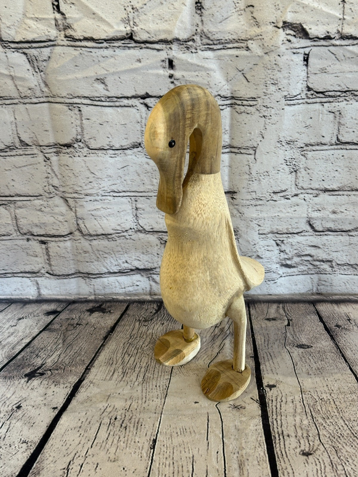 Swan Neck 30cm Tall Wooden Hairy Duckling Baby Duck Bamboo Root Fairtrade