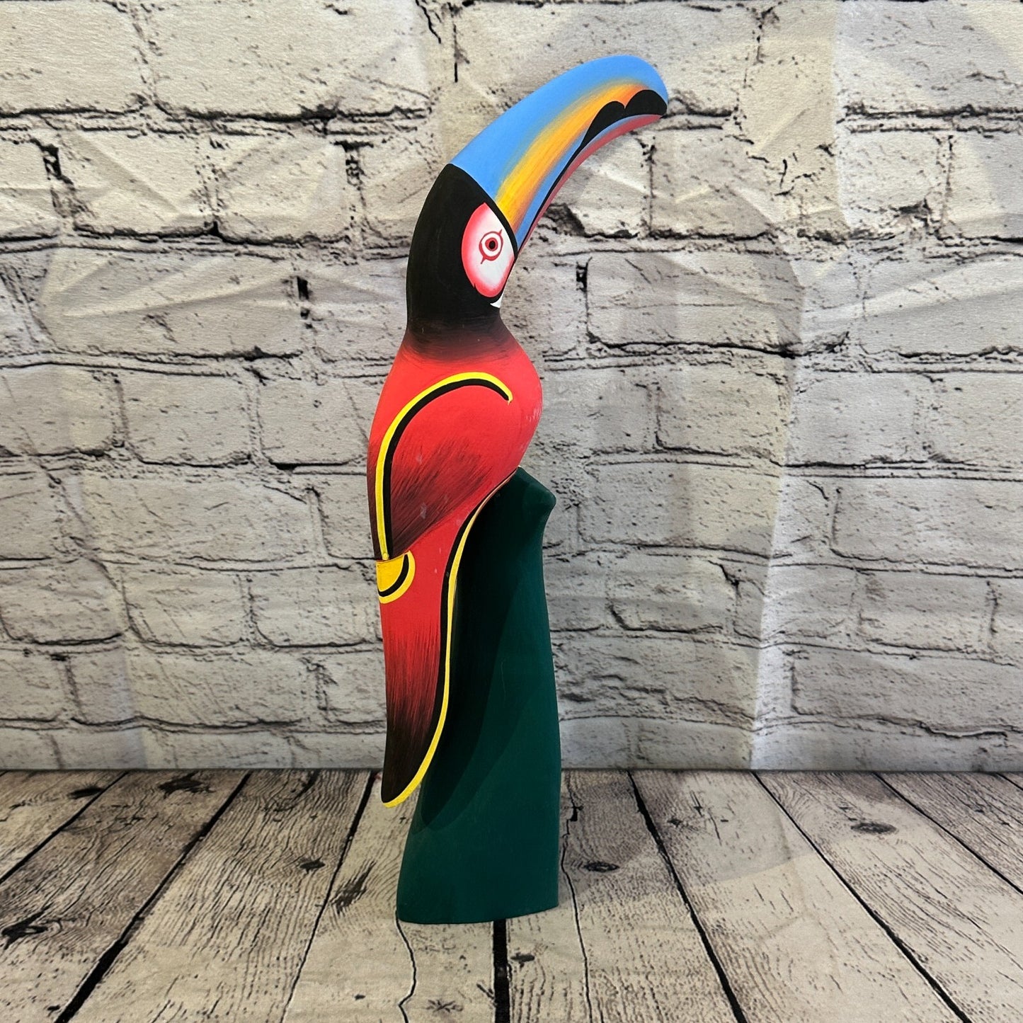 40cm Dark Red Toucan Bird Ornament Statue Fair Trade Hand Made Carved Wood