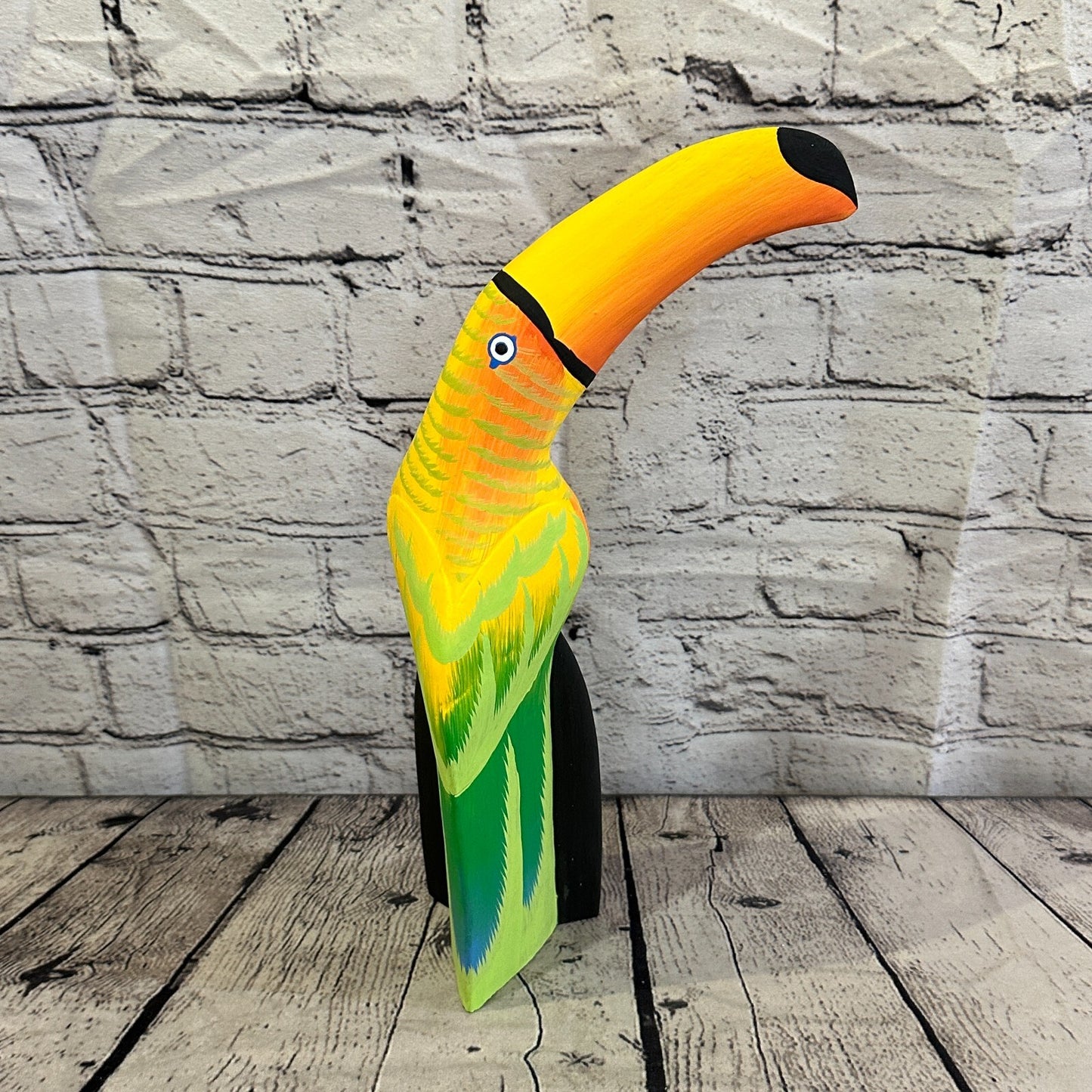 30cm Yellow Toucan Bird Ornament Statue Fair Trade Hand Made Carved Wood