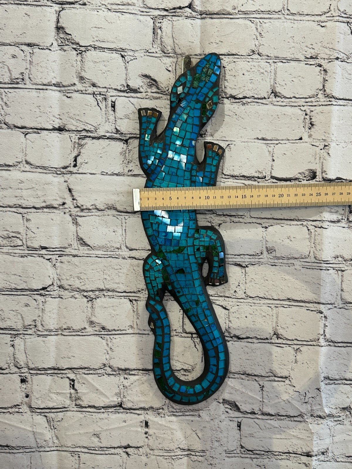50cm Gecko Turquoise Blue Mosaic Wall Hanging Wooden Ornaments Wood Carving