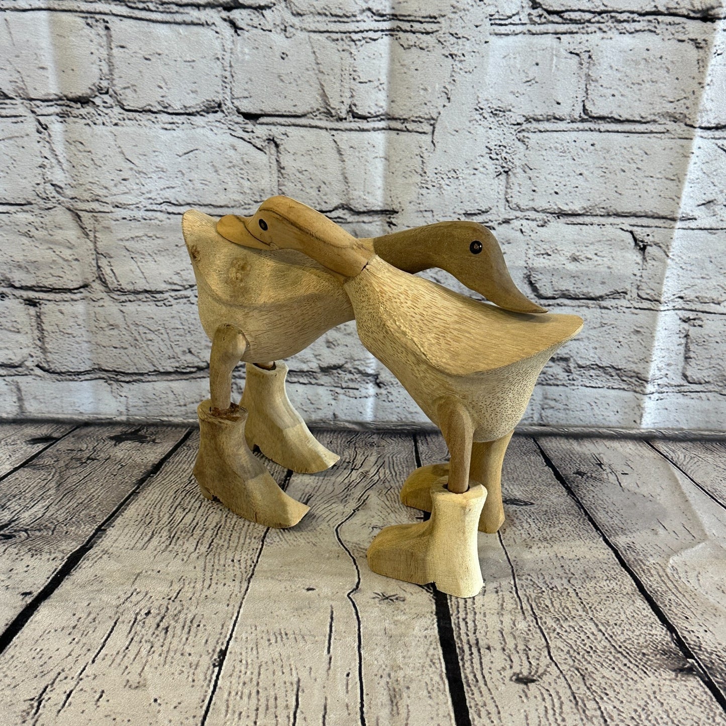 Hugging Ducks 20cm Tall Wooden Hairy Duckling Baby Duck Bamboo Root Fairtrade