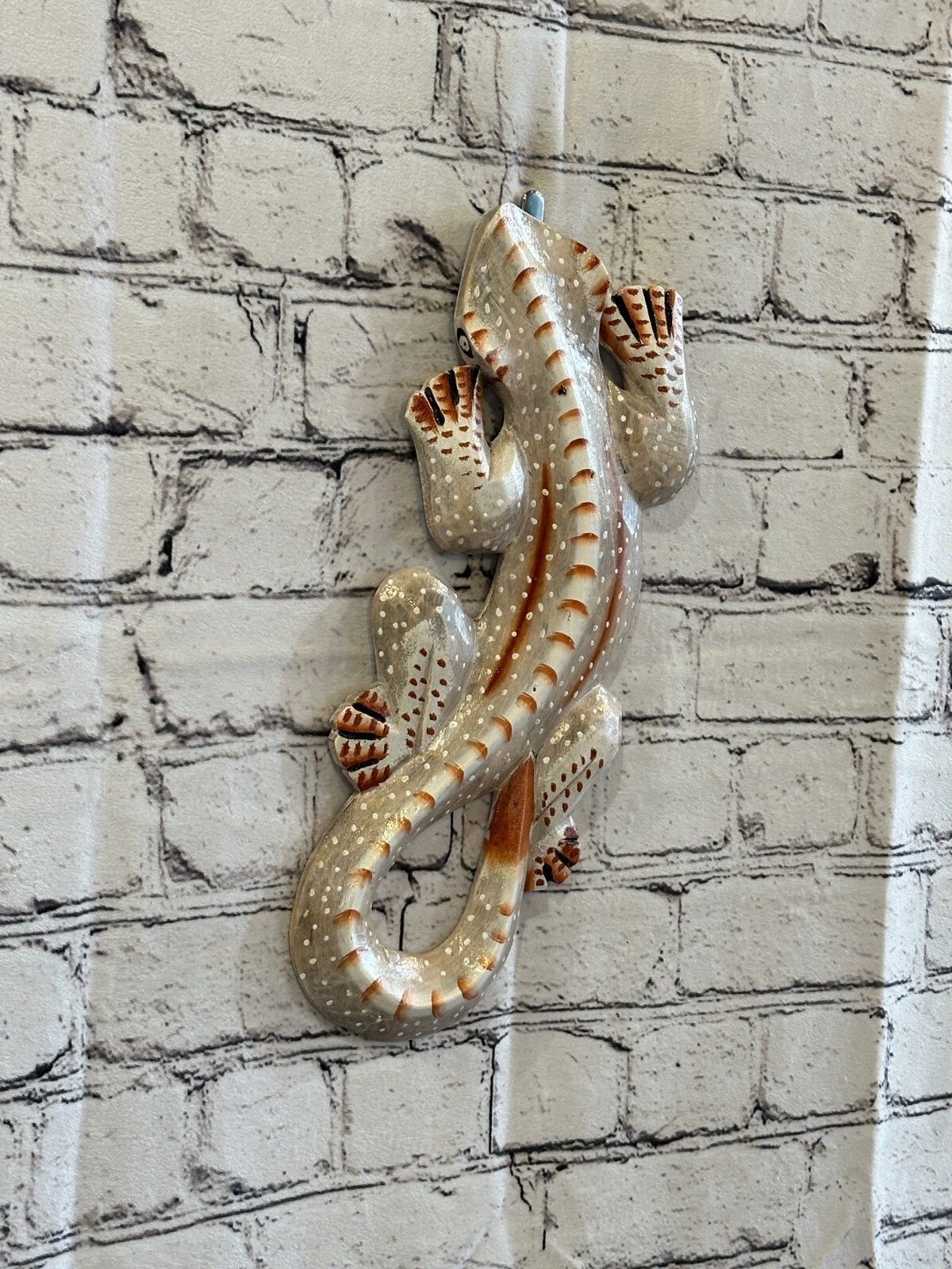 30cm Gecko Lizard Grey Wood Wall Hanging Wooden Ornaments Wood Carving