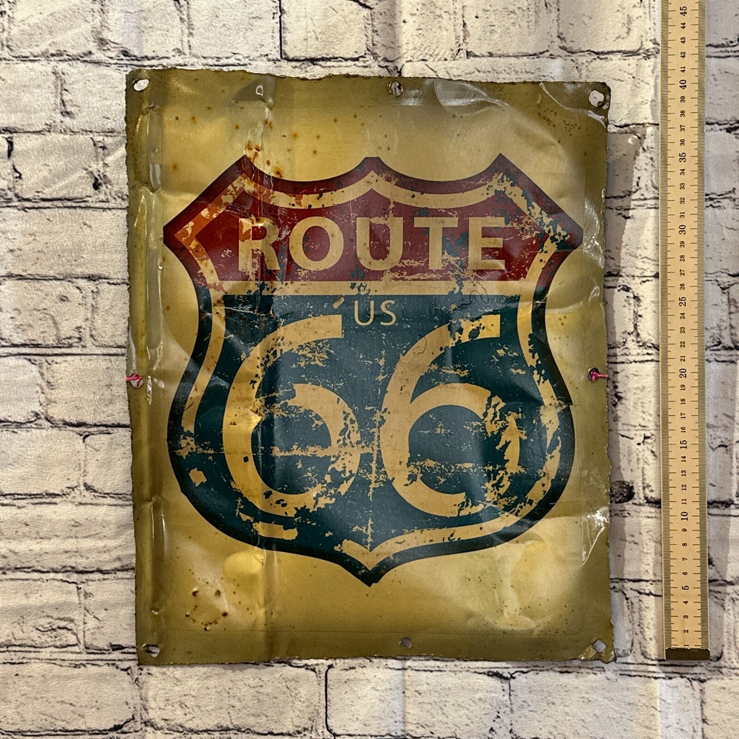 Route 66 Colourful Biker Advert Wall Plaque 42cm x 36cm Vintage Retro Tin Sign
