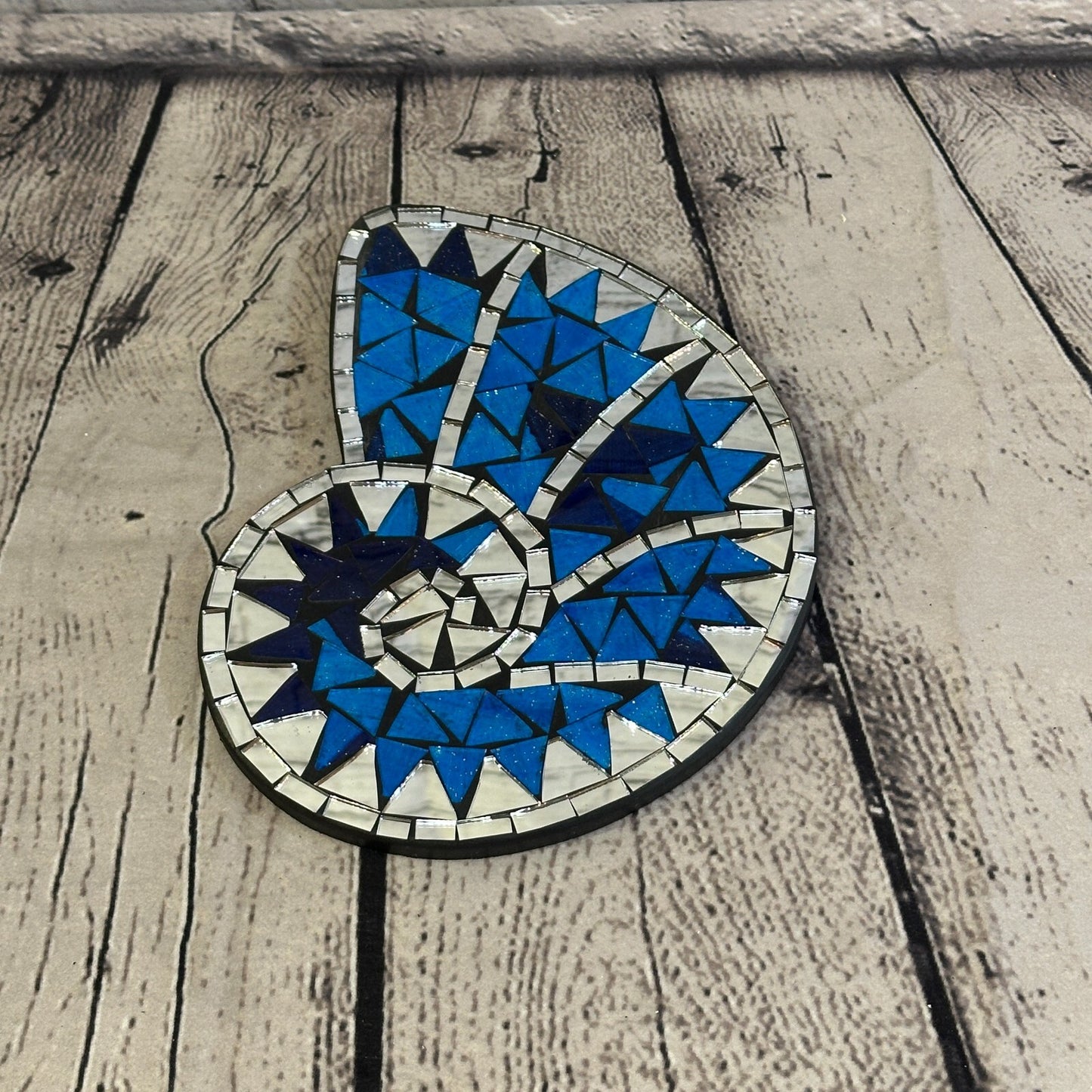 Blue Nautilus Shell Mosaic Tile Wall Mirror 20cm x 15cm Handmade New