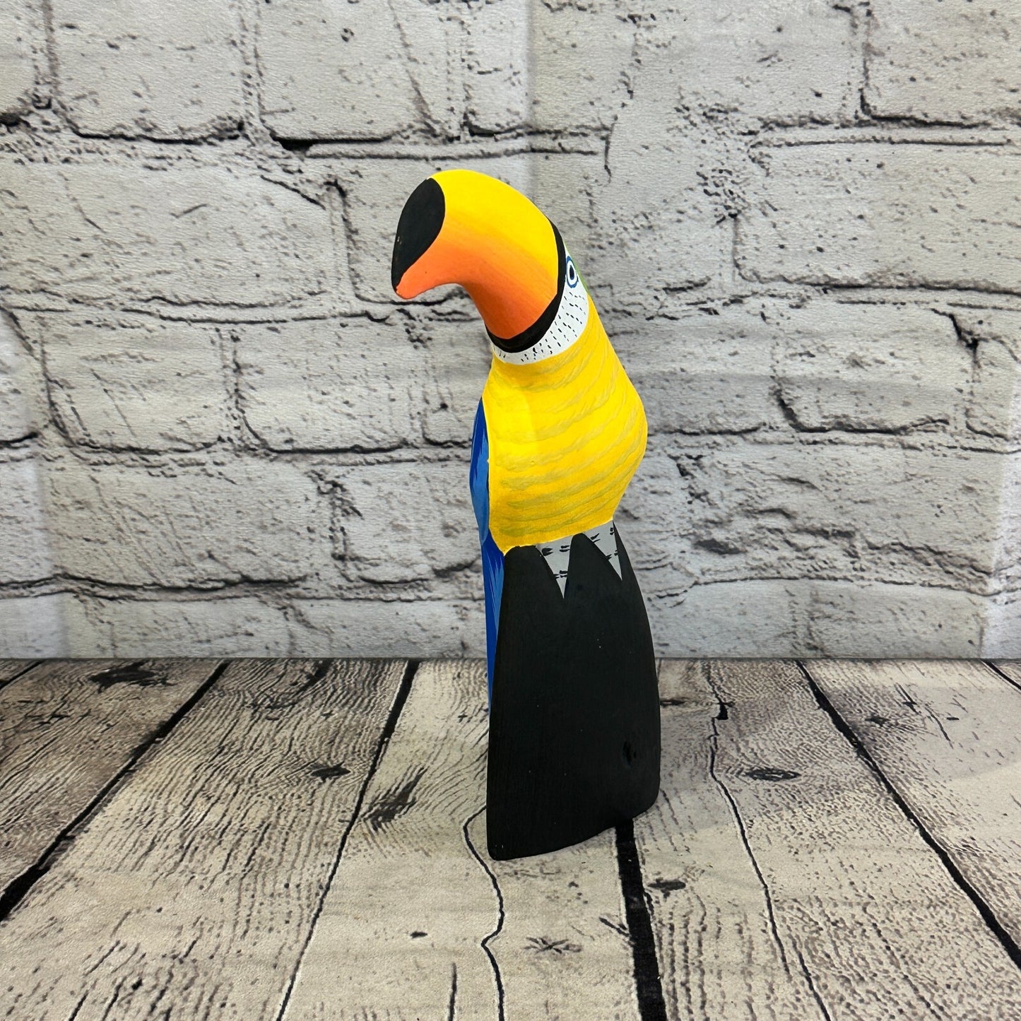 20cm Blue Toucan Bird Ornament Statue Fair Trade Hand Made Carved Wood