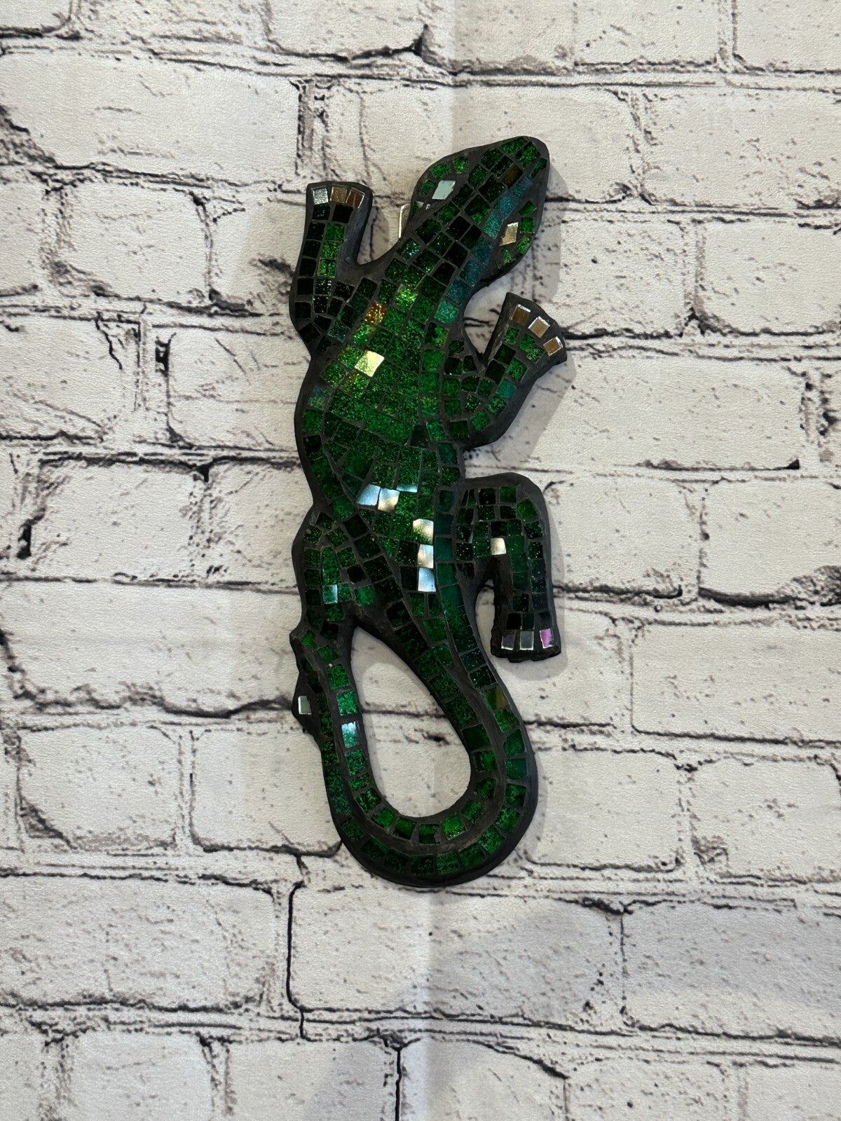 30cm Gecko Green Mosaic Wall Hanging Wooden Ornaments Wood Carving