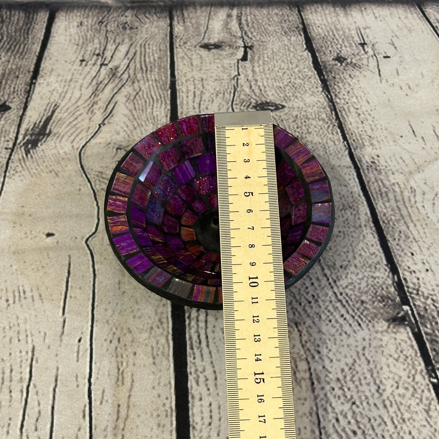 Purple Mosaic Stick Holder Round Plate Buddhism Ash Catcher Joss Cone Insence