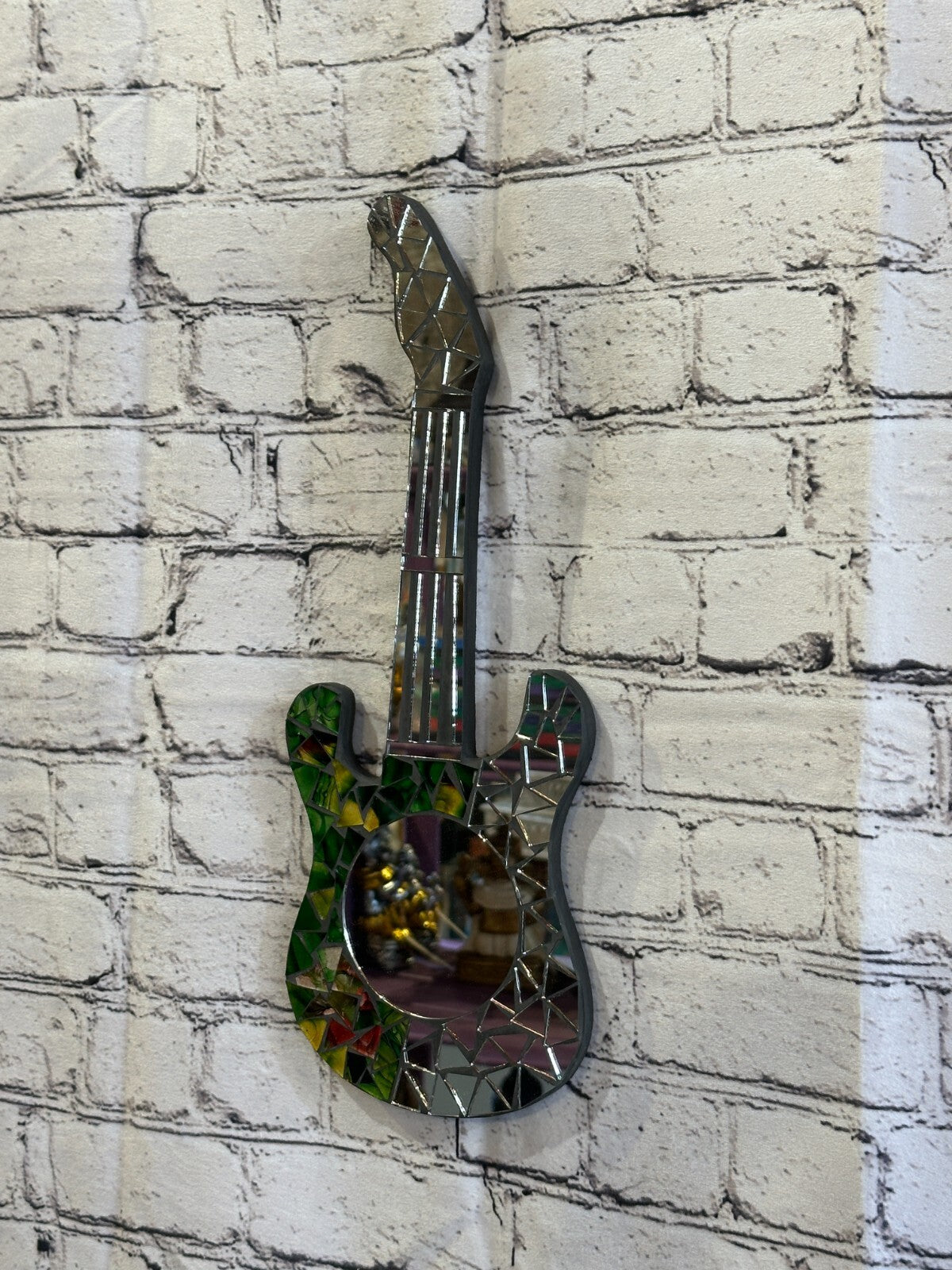Green Guitar Mosaic Tile Wall Mirror 40cm x 15cm 16 Inches Handmade New