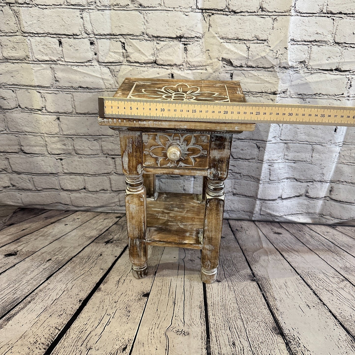 40cm x 25cm Brown 1 Draw Wooden Side Cabinet Living Hallway Storage Furniture
