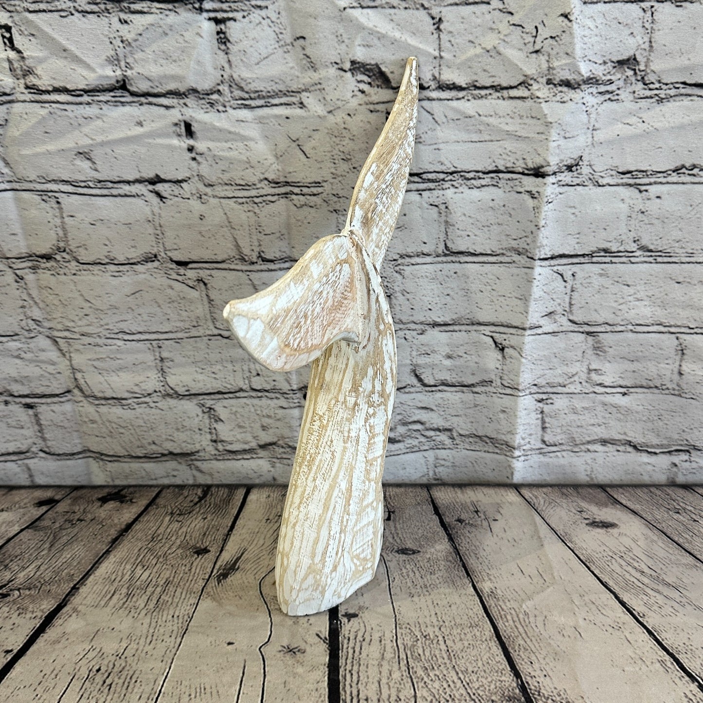 35cm x 30cm Whale Tail White Fish Wood Coastal Ocean Bathroom Decoration
