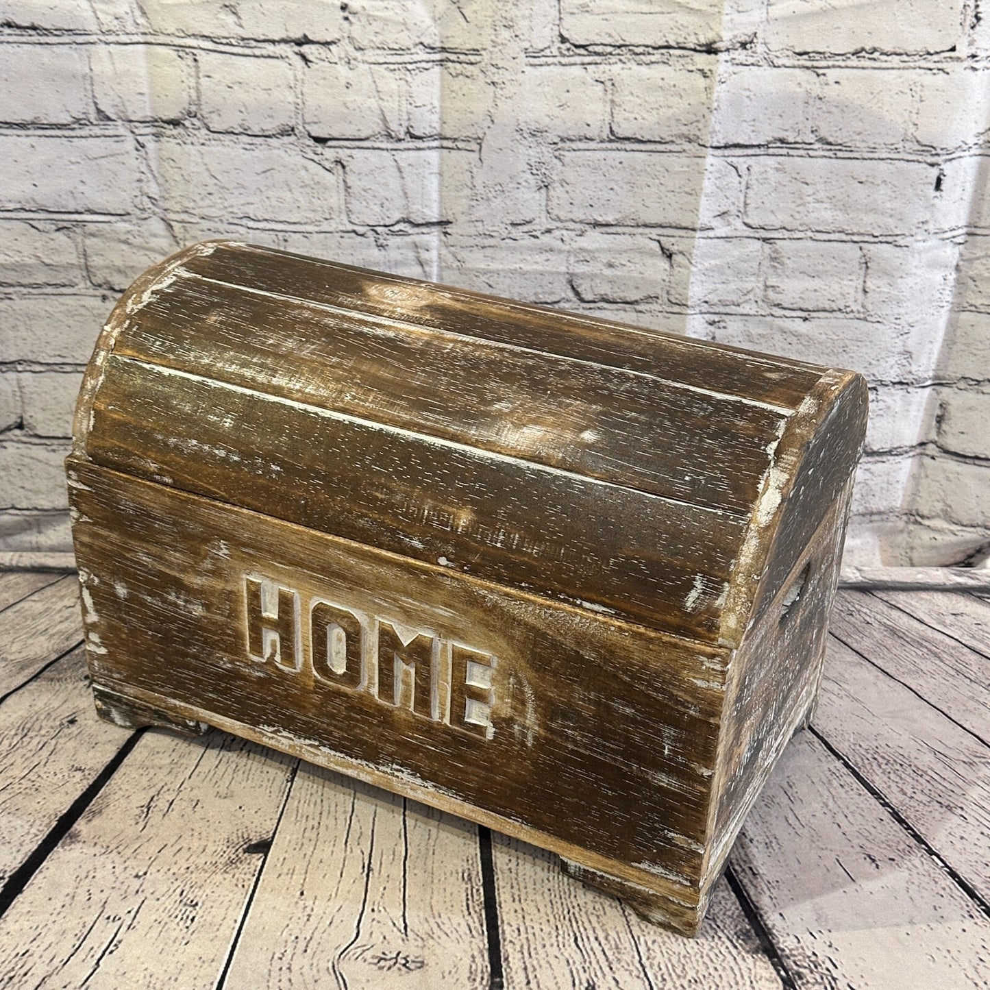 40cm x 28cm x 22cm Brown Home Wood Box Wooden Chest Storage Craft Handles Lid