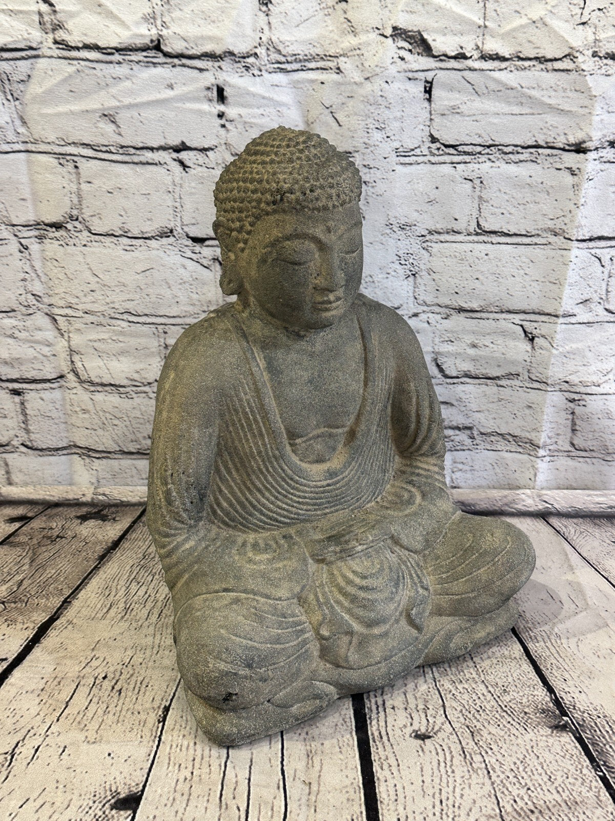 Sitting Buddha Stone Garden 30cm x 25cm Ornament Outdoor Indoor Statue Hindu