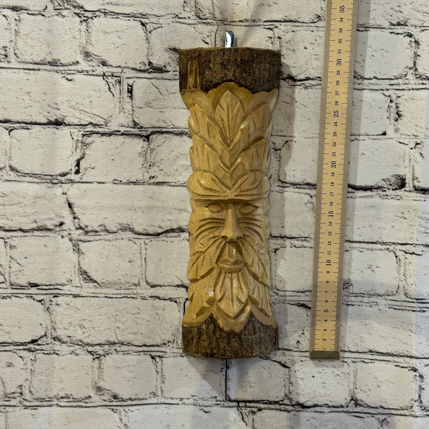 Green Man Of The Woods 30cm Hand Carved Wizard Tree Trunk Wood Fairtrade