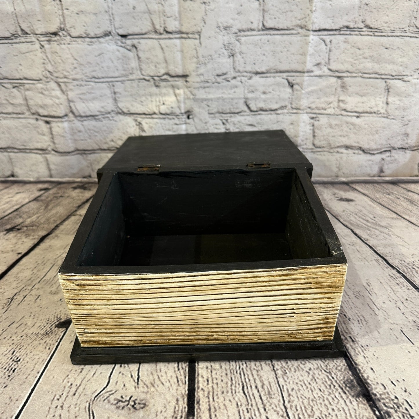 22cm x 17cm Book Wooden Gothic Skeleton Skull Coffin Jewellery Trinket Box