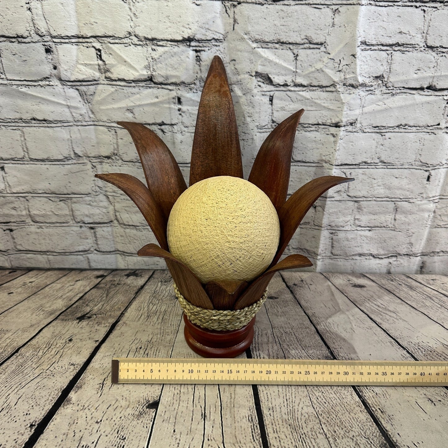 White Light Brown Natural 40cm Tall Leaf Lamp Twist LED UK Mains Plug Design 5