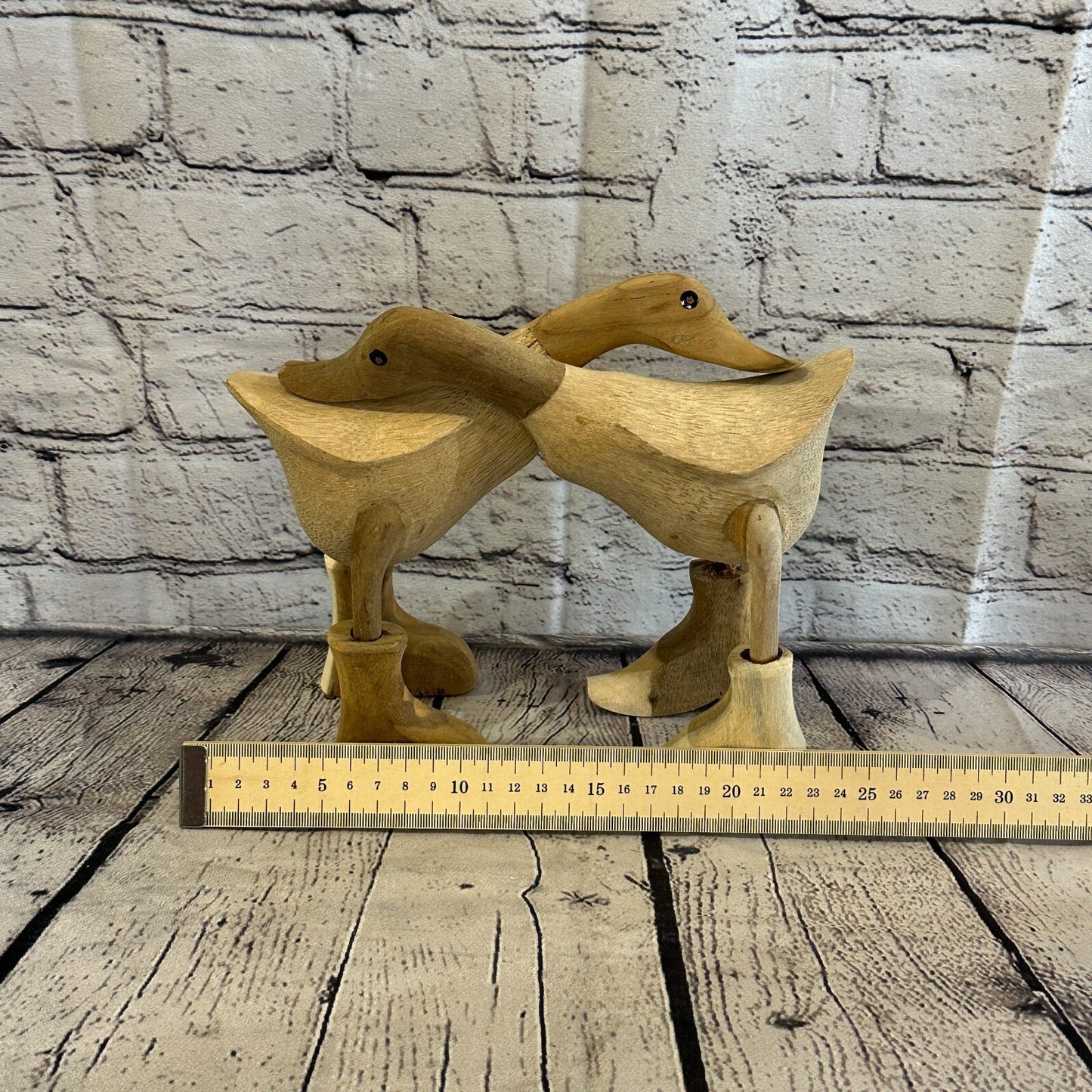 Hugging Ducks 20cm Tall Wooden Hairy Duckling Baby Duck Bamboo Root Fairtrade