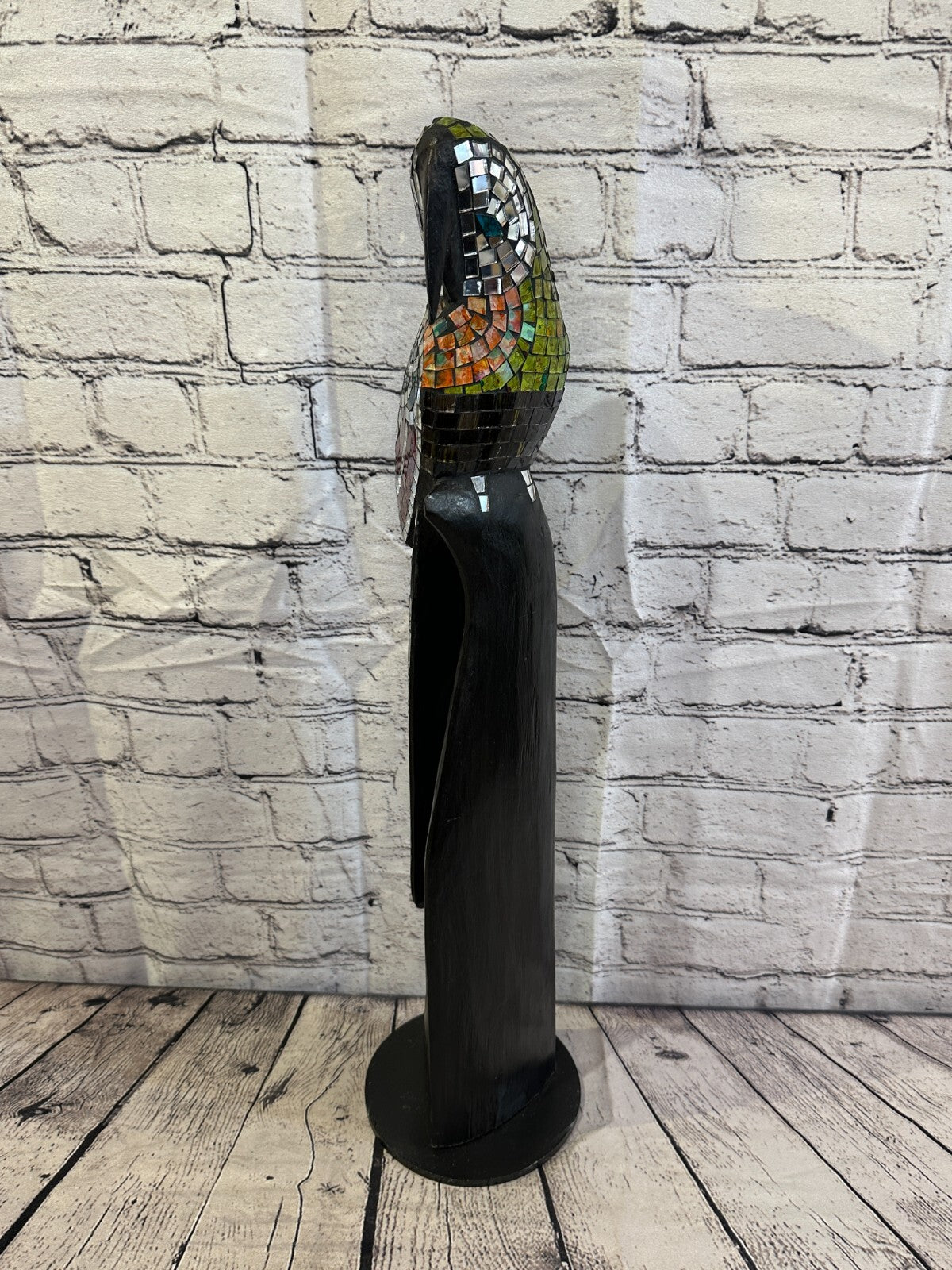 60cm Mosaic Parrot Bird Ornament Statue Fair Trade Handmade Carved Wood Design 1