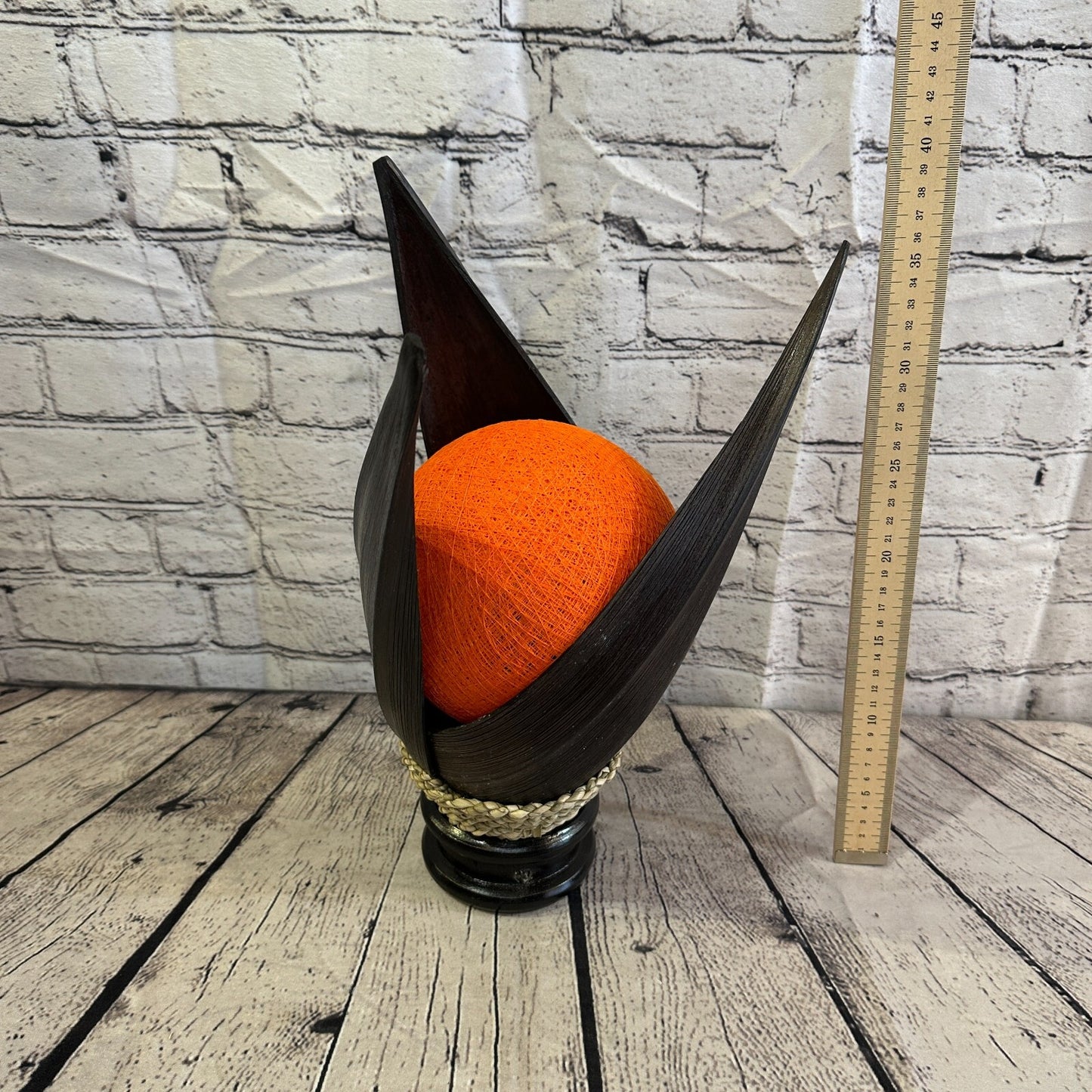 Orange Dark Brown Natural 40cm Tall Leaf Lamp Twist LED UK Mains Plug Design 1