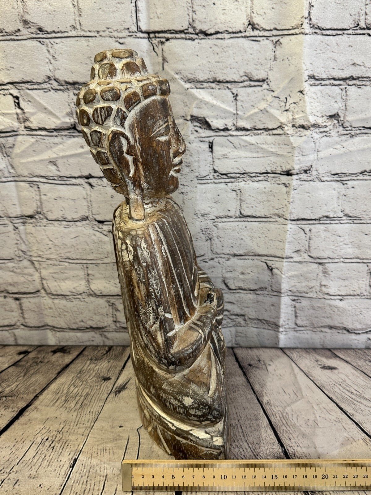 40cm x 20cm Brown Buddha Wooden Standing Statue Figurine Ornament Fair Trade