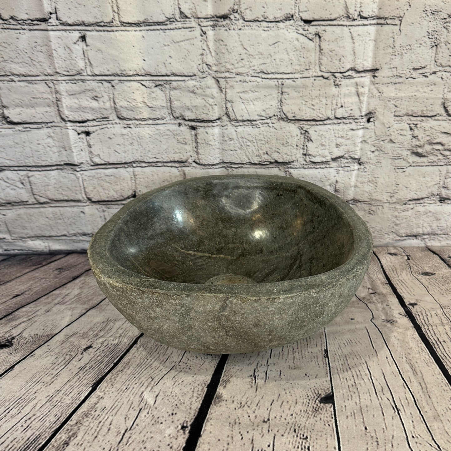 27cm x 26cm River Stone Sink Basin Bowl Natural for Bathroom Washroom Oval No 20