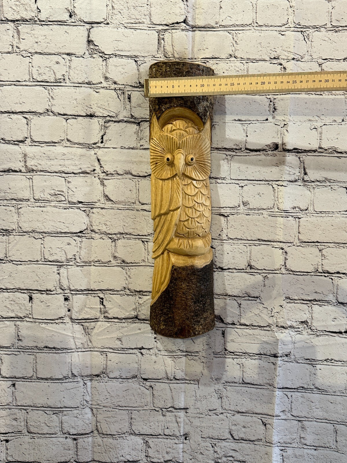 Barn Owl Of The Woods 50cm Hand Carved Wizard Tree Trunk Wood Fairtrade