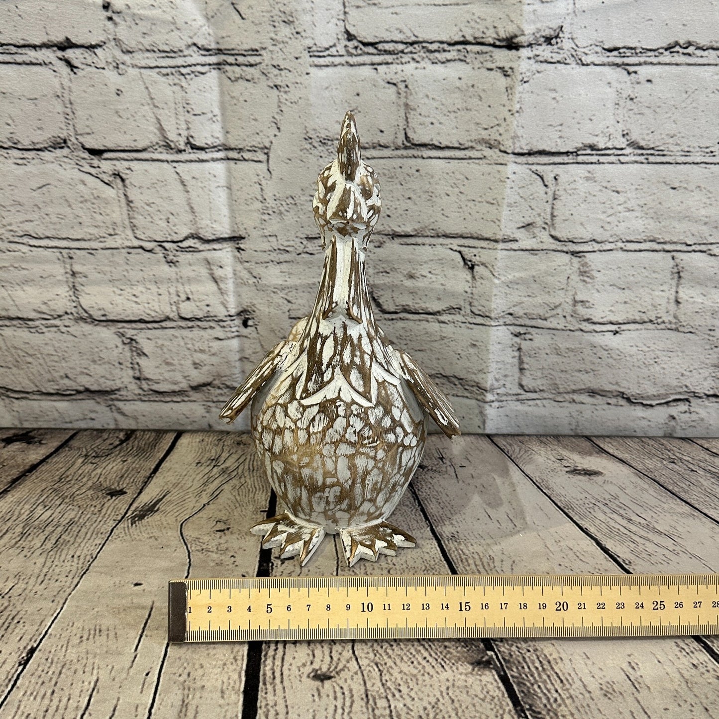 25cm x 12cm Brown Shabby Wooden Rooster Cockerel Retro Collectable Hand Carved