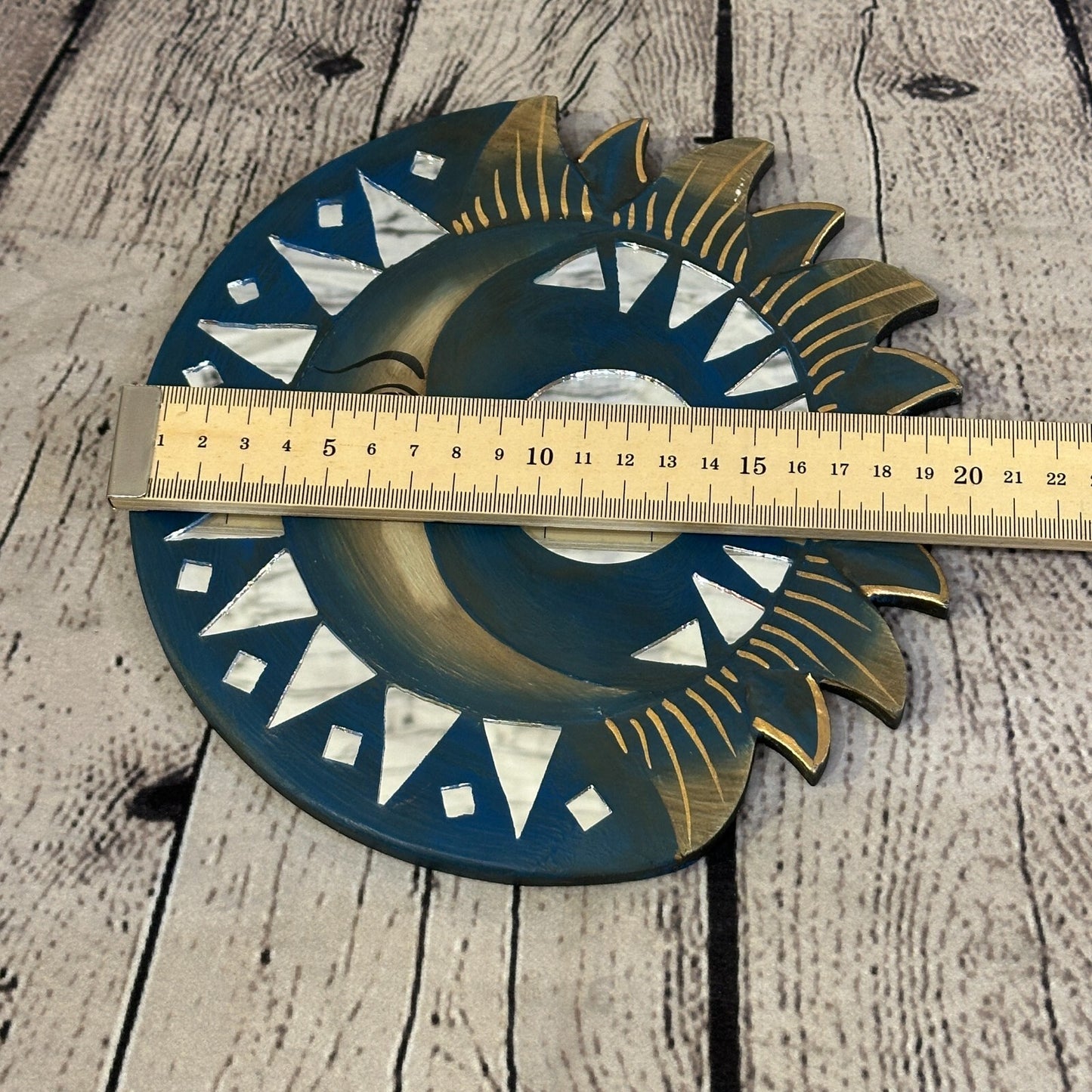 Blue Half Moon Mosaic Tile Wall Mirror 20cm x 20cm 8 Inches Handmade Fairtrade