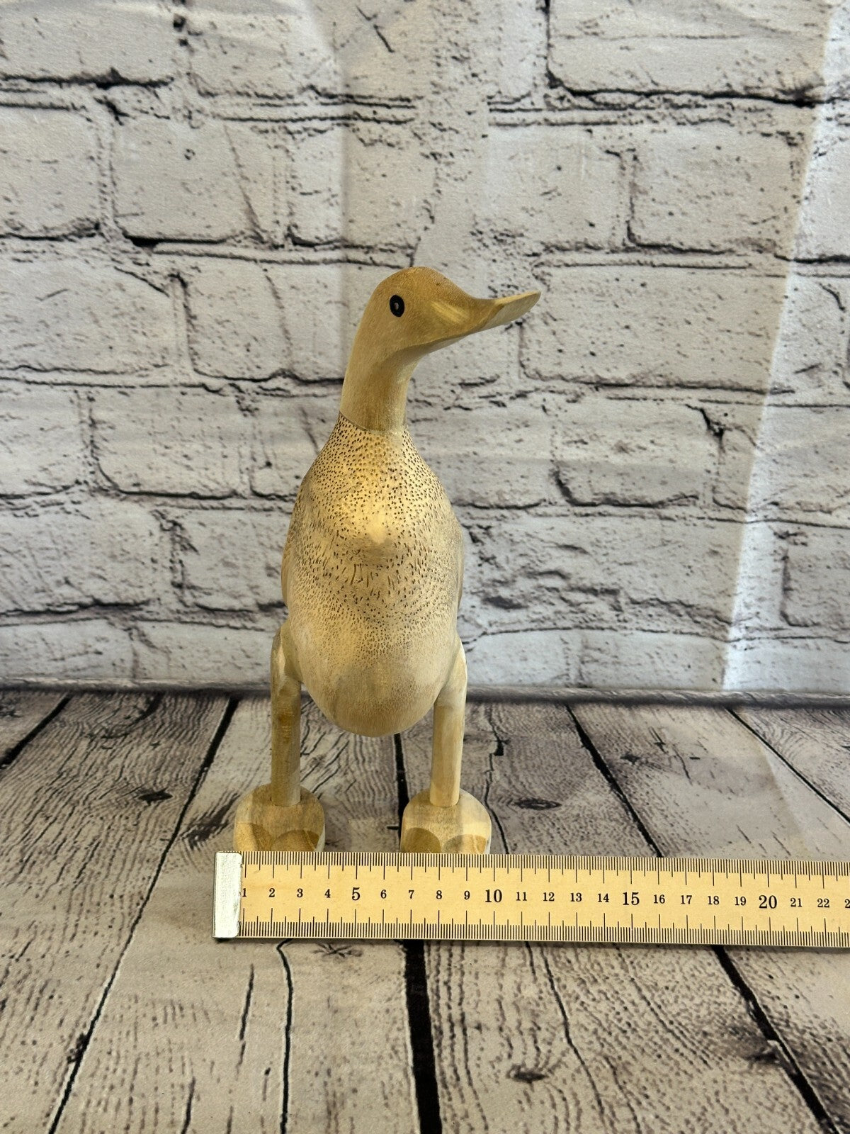 Looking Left 25cm Tall Wooden Hairy Duckling Baby Duck Bamboo Root Fairtrade
