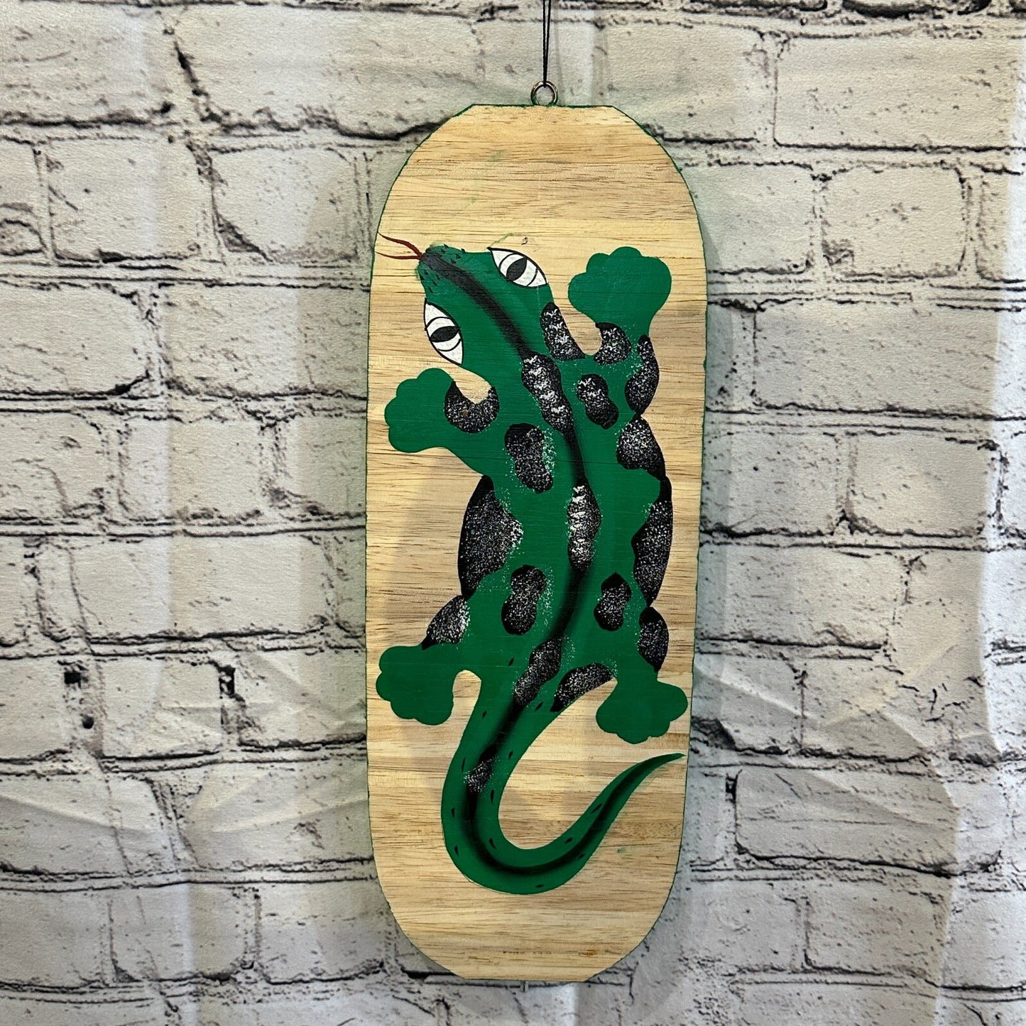 40cm Gecko Lizard Pattern Wind Spinner Wooden Spiral Mobile Garden Ornament
