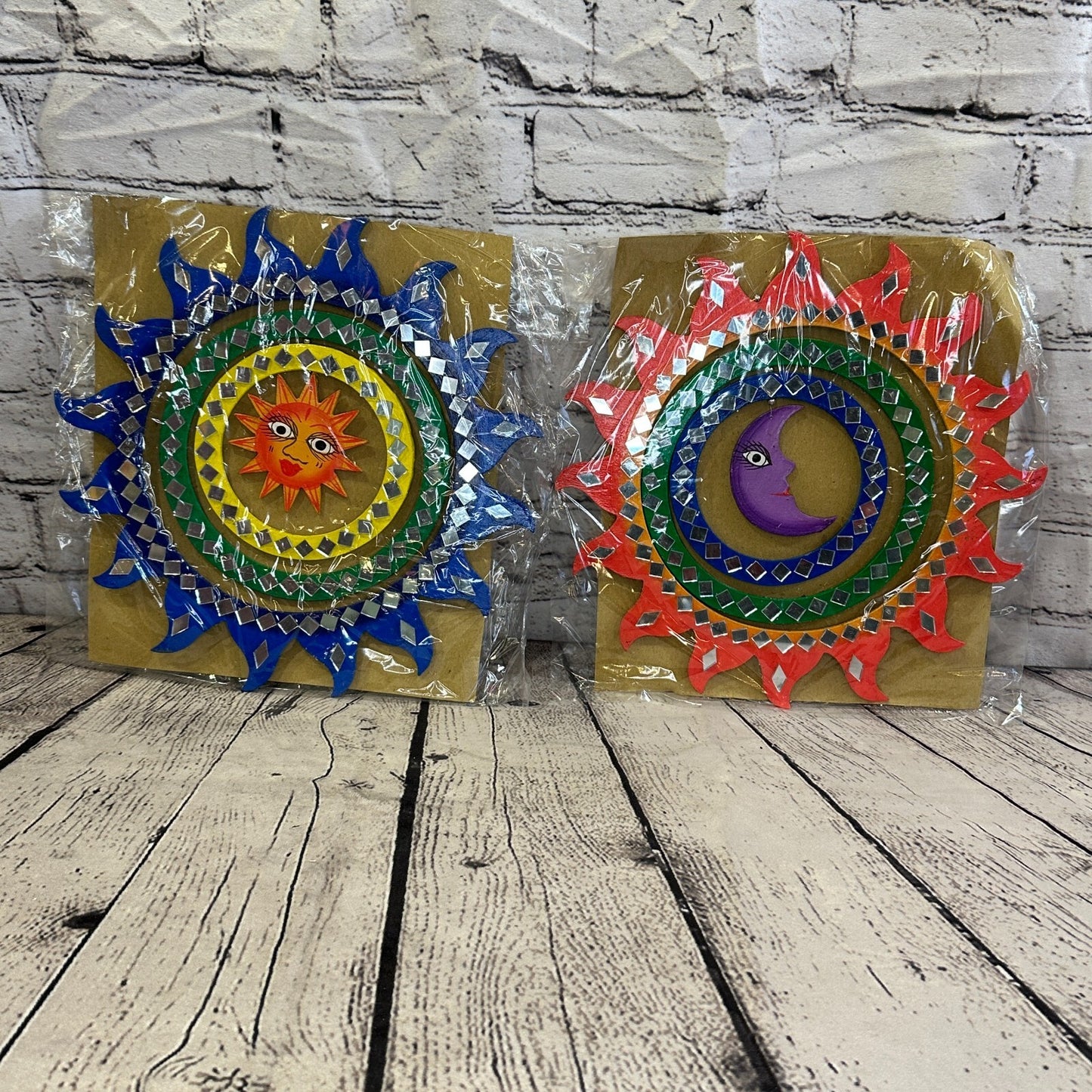 25cm Colourful Blue Sun Hanging With Mirrors Window Suncatcher Indoor Mobile