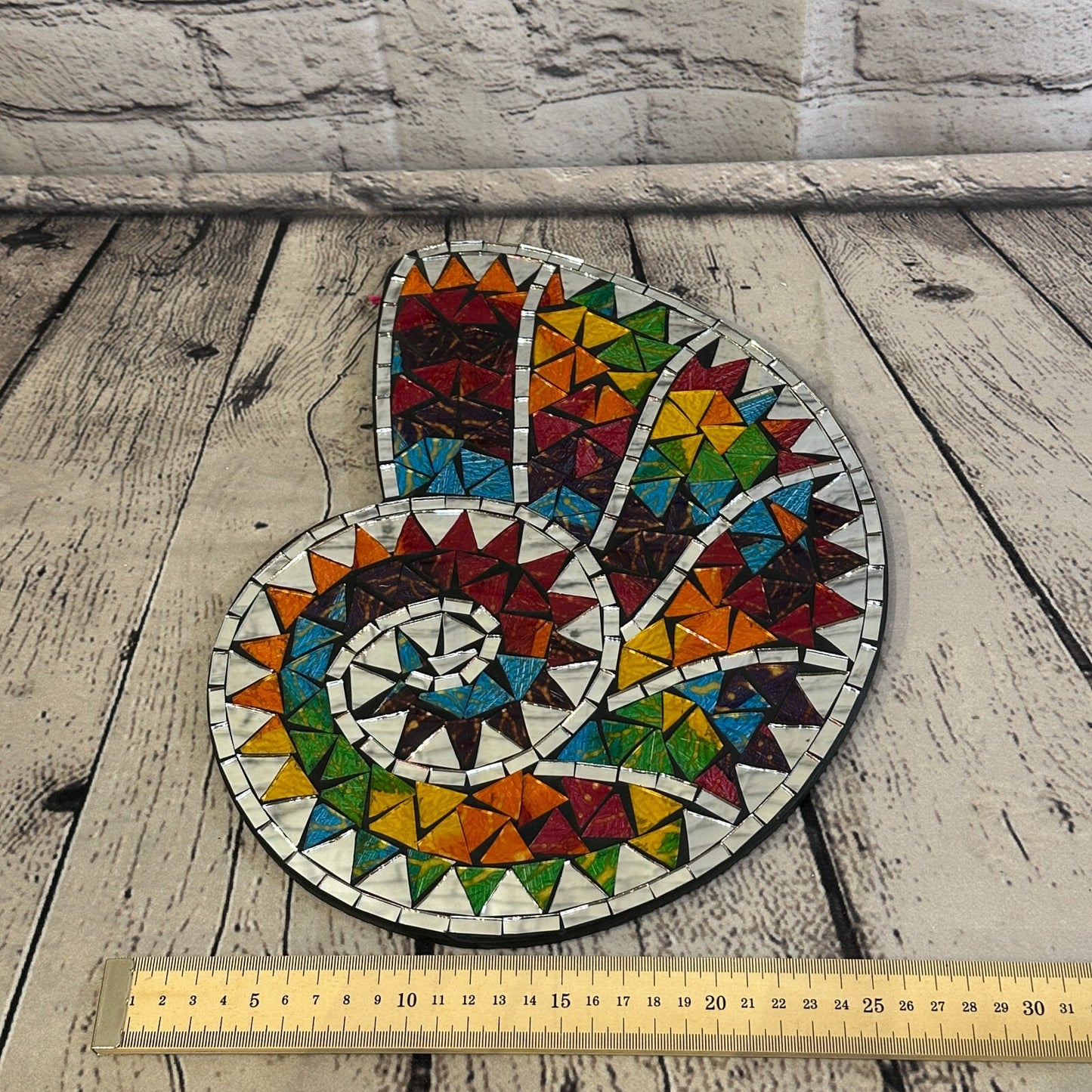 Rainbow Nautilus Shell Mosaic Tile Wall Mirror 30cm x 25cm Handmade New