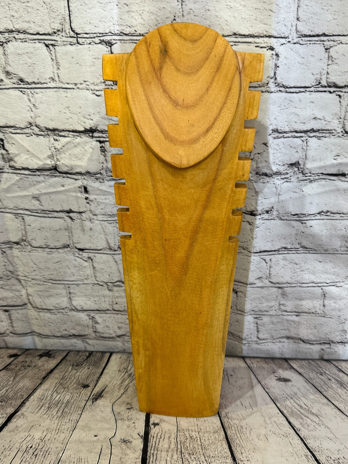 50cm Hand Carved Wooden Necklace On Base Chain Jewellery Display Stand Bust