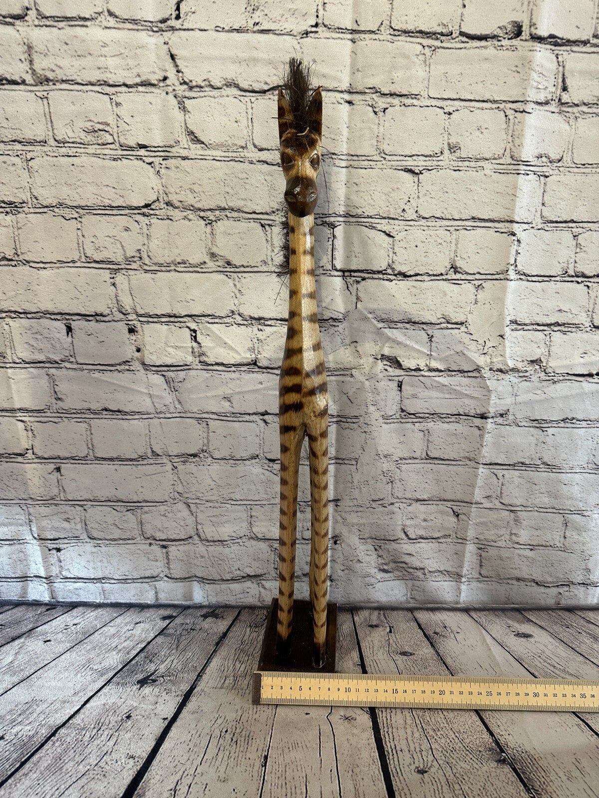 60cm Burnt Pattern Wood Horse Tall Statue Wood Modern Hand Carved Painted