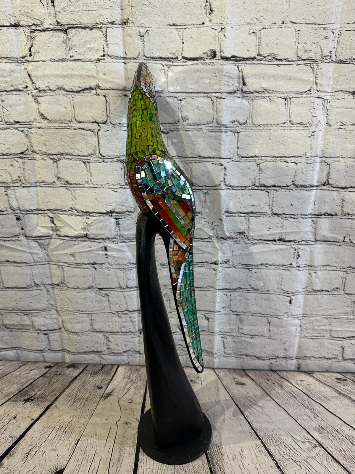 65cm Mosaic Toucan Bird Ornament Statue Fair Trade Handmade Carved Wood Design 1
