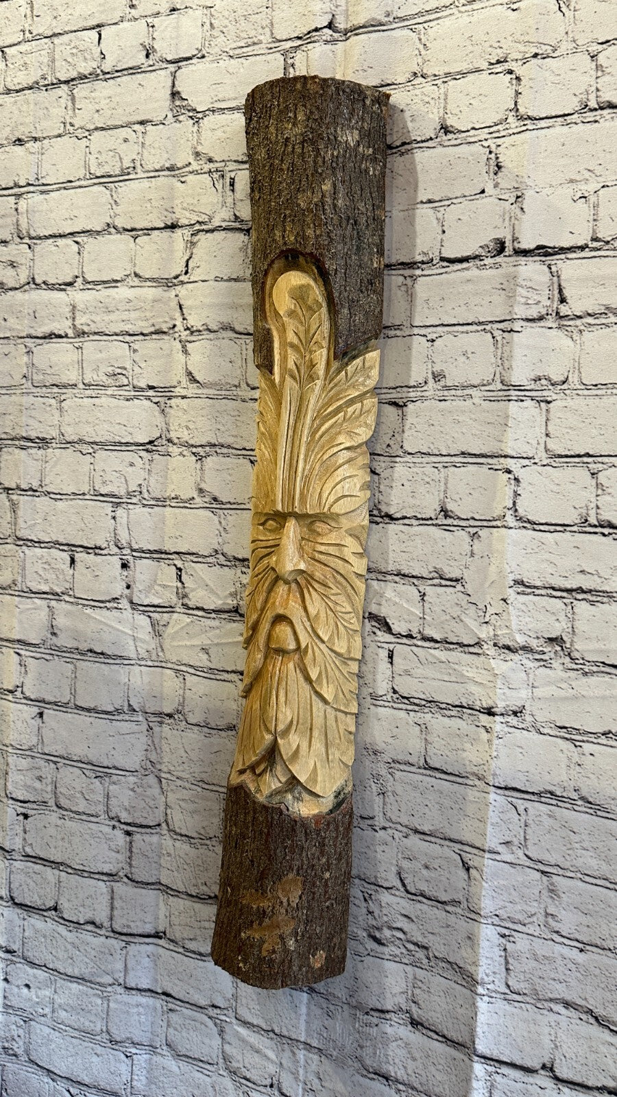 Green Man Of The Woods 80cm Hand Carved Wizard Tree Trunk Wood Fairtrade