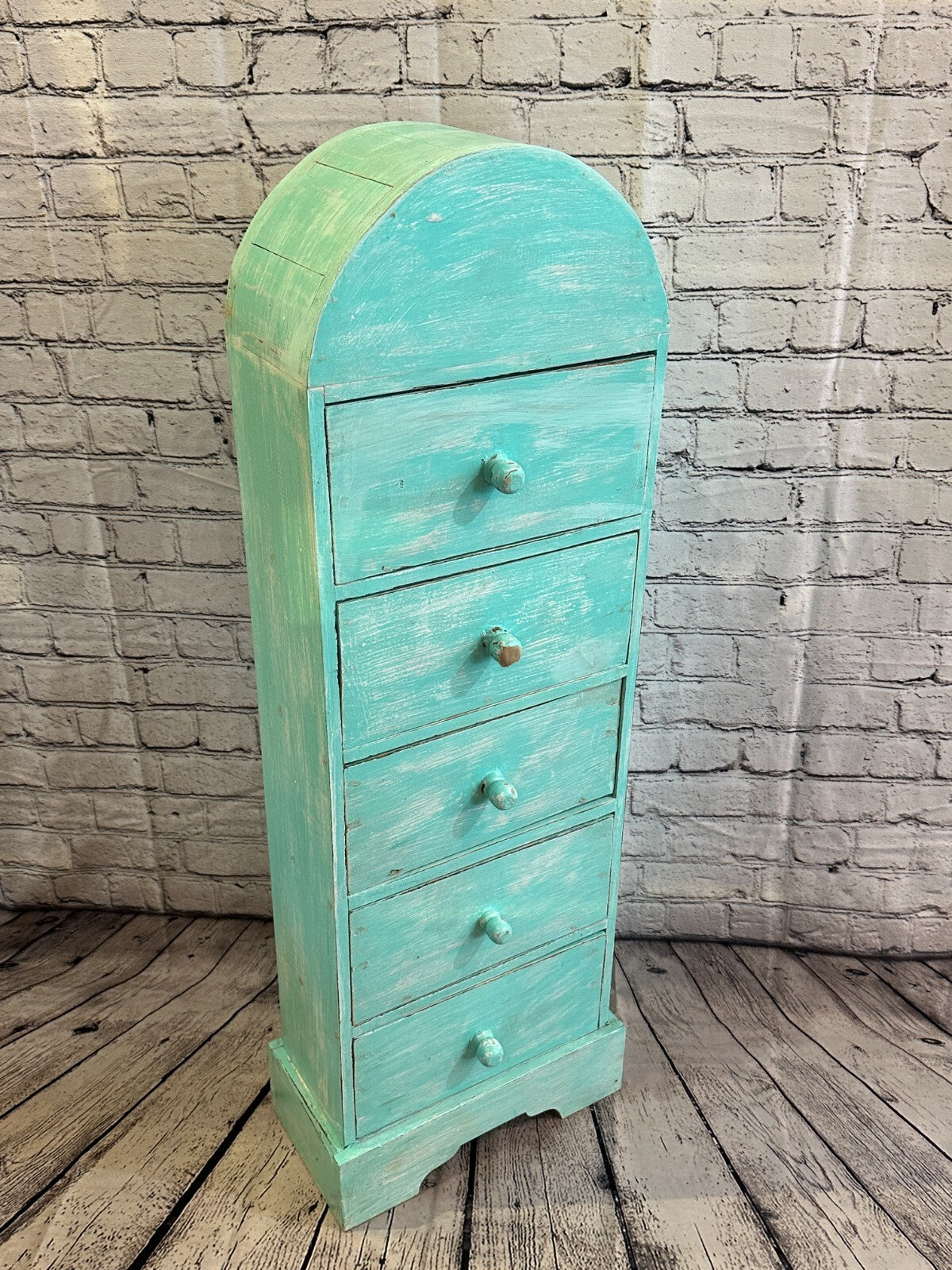 100cm x 30cm Green 5 Draw Wooden Side Cabinet Living Hallway Storage Furniture