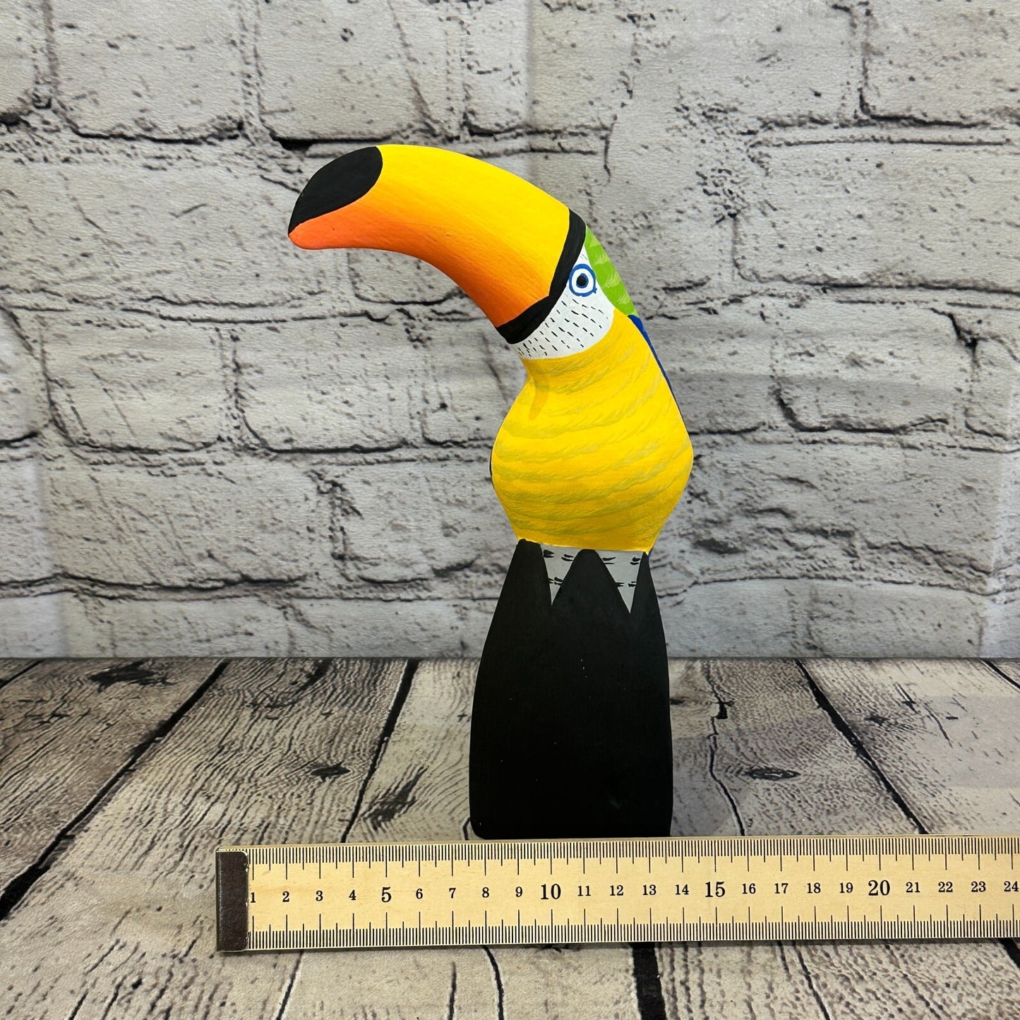 20cm Blue Toucan Bird Ornament Statue Fair Trade Hand Made Carved Wood