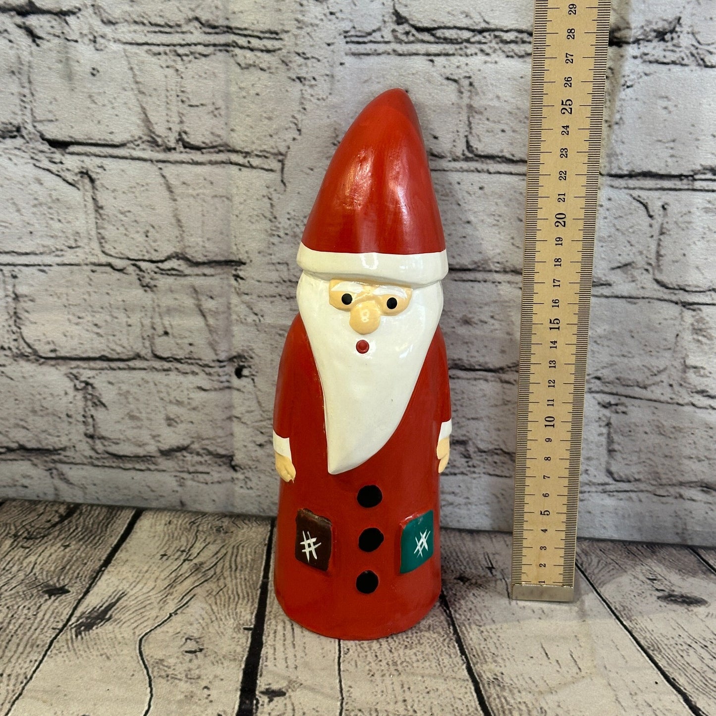 25cm x 8cm Red Pointy Hat Santa Claus Handcrafted Wood Xmas Christmas Ornament