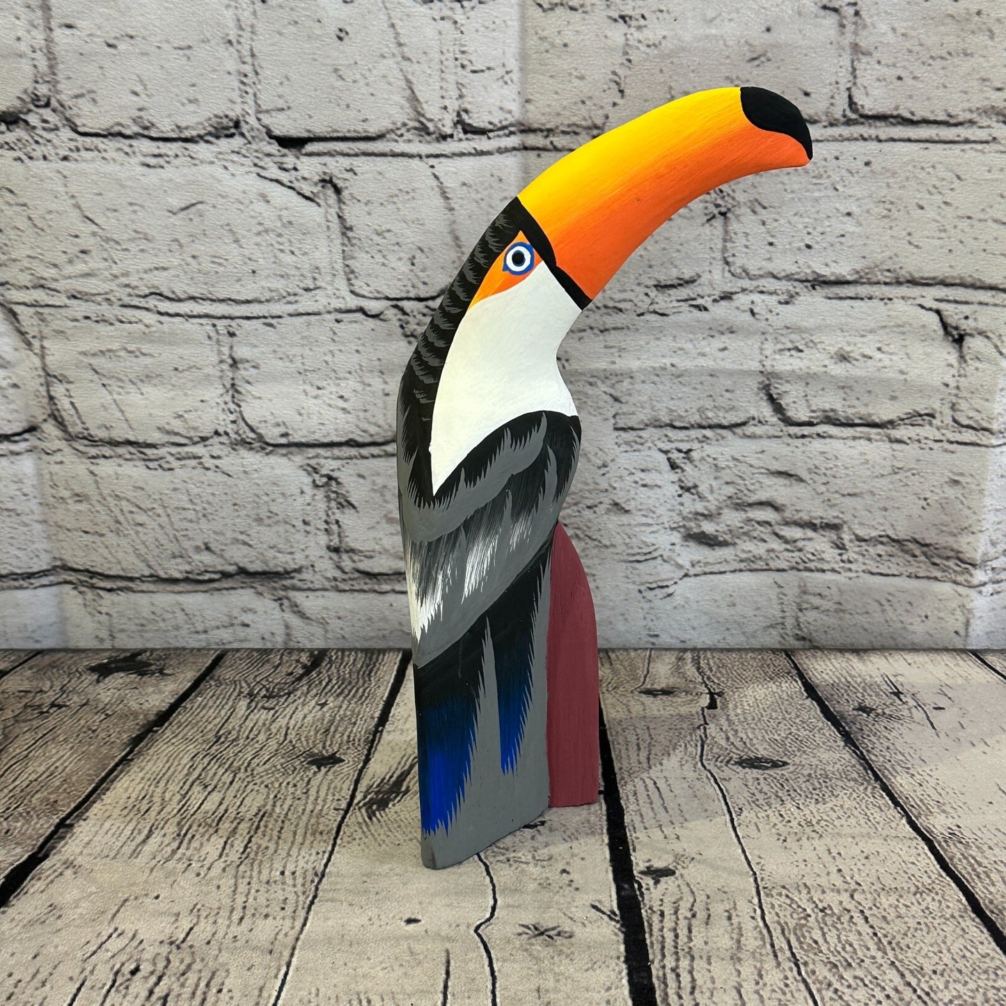 20cm Black Toucan Bird Ornament Statue Fair Trade Hand Made Carved Wood