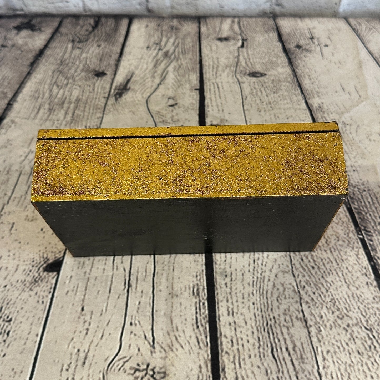 Bright Gold Thai Plain Buddha Eyes 20cm x 12cm x 5cm Wooden Box Trinket Handmade