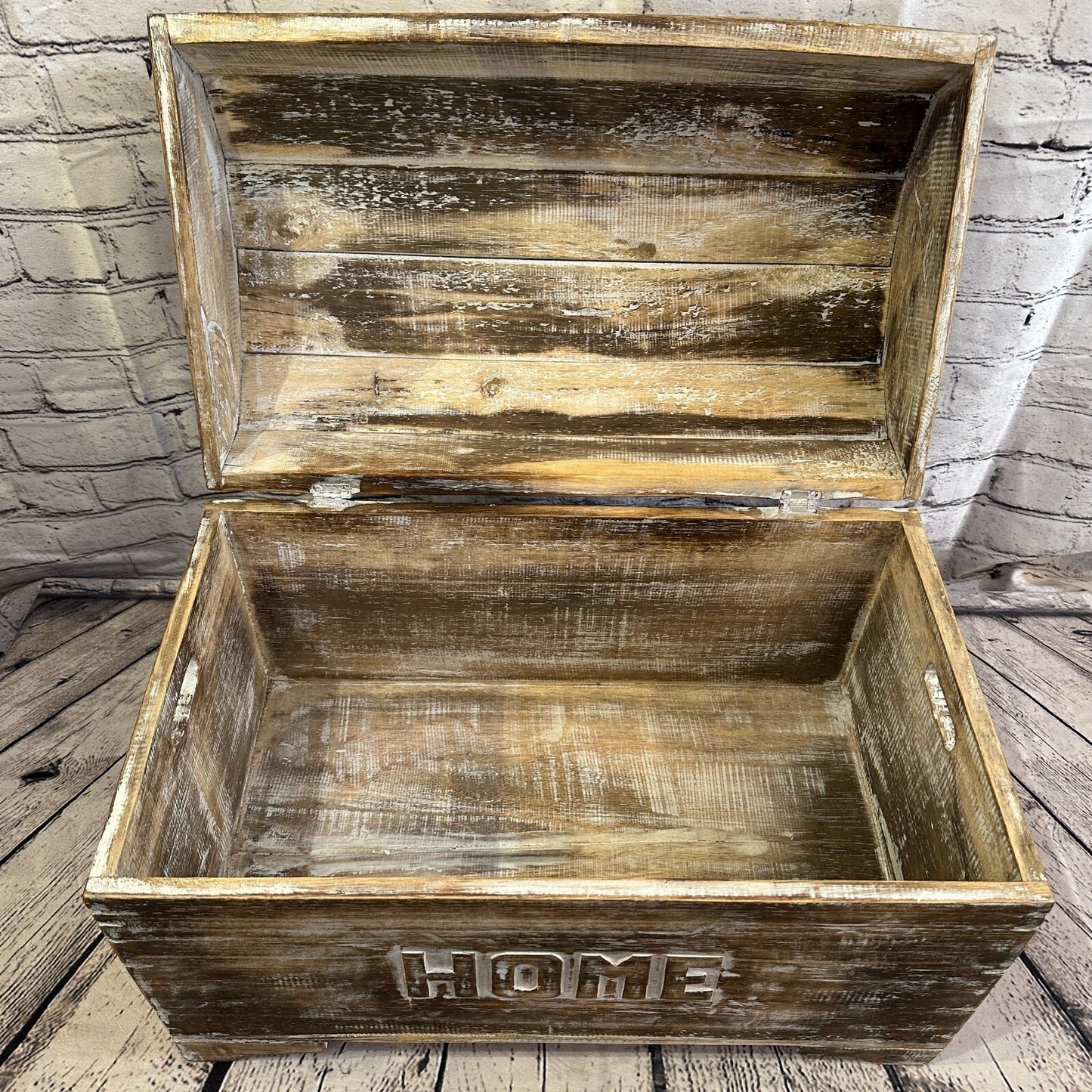 50cm x 35cm x 30cm Brown Home Wood Box Wooden Chest Storage Craft Handles Lid